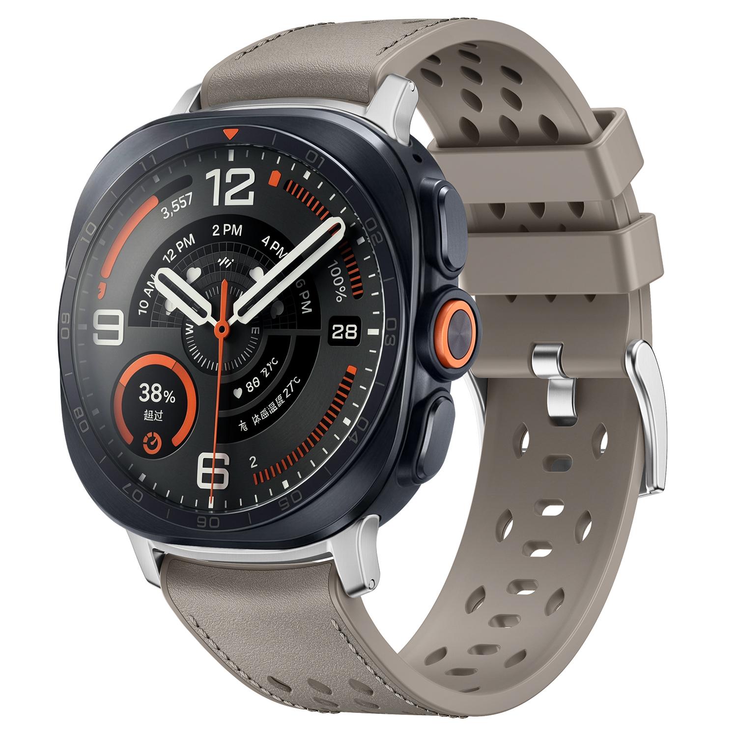 For Galaxy Watch Ultra2 2026 / 2025 / 1 2024 Mesh Vegan Leather-Coated Silicone Watch Band(Dark Gray) - Shopkiz.com
