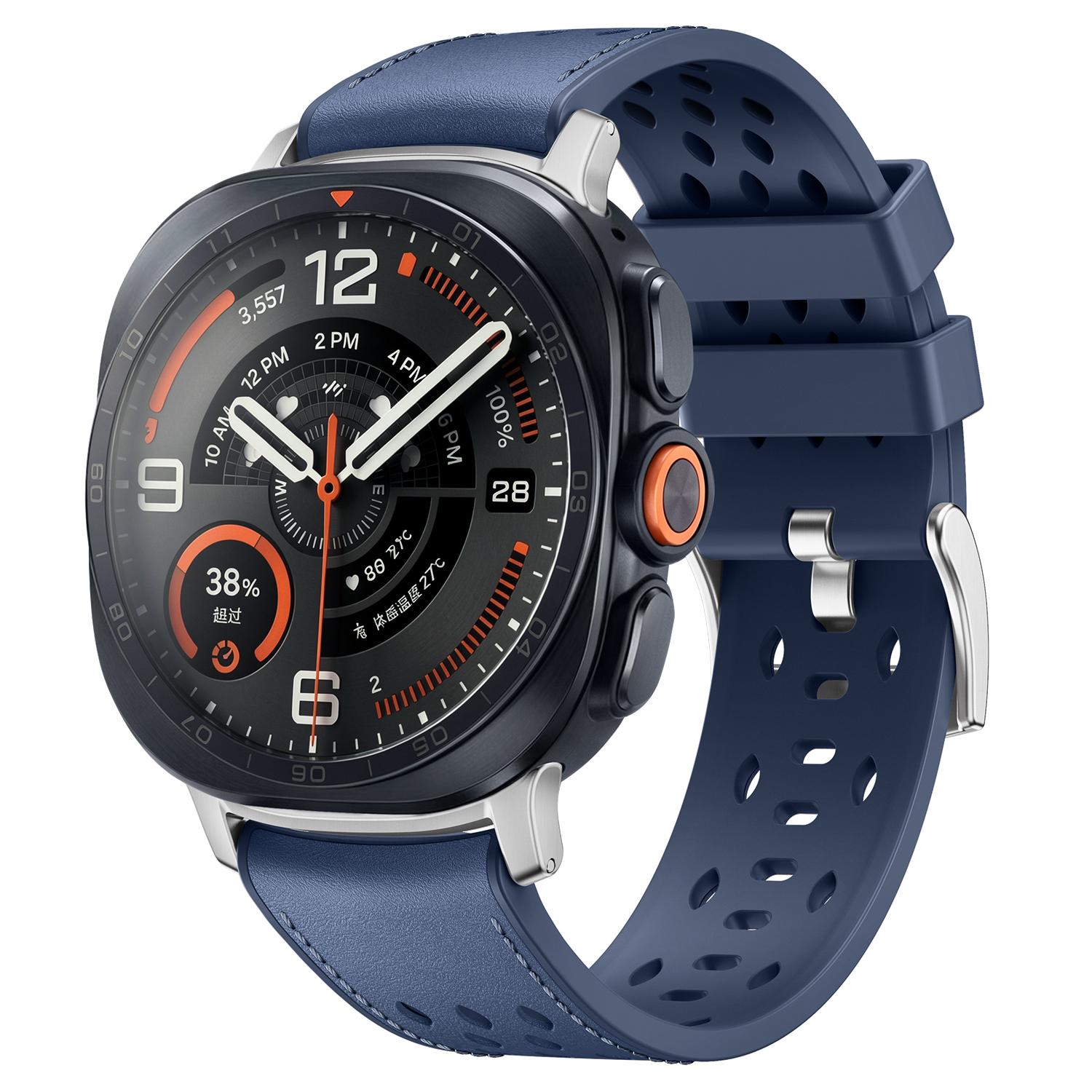 For Galaxy Watch Ultra2 2026 / 2025 / 1 2024 Mesh Vegan Leather-Coated Silicone Watch Band(Blue) - Shopkiz.com