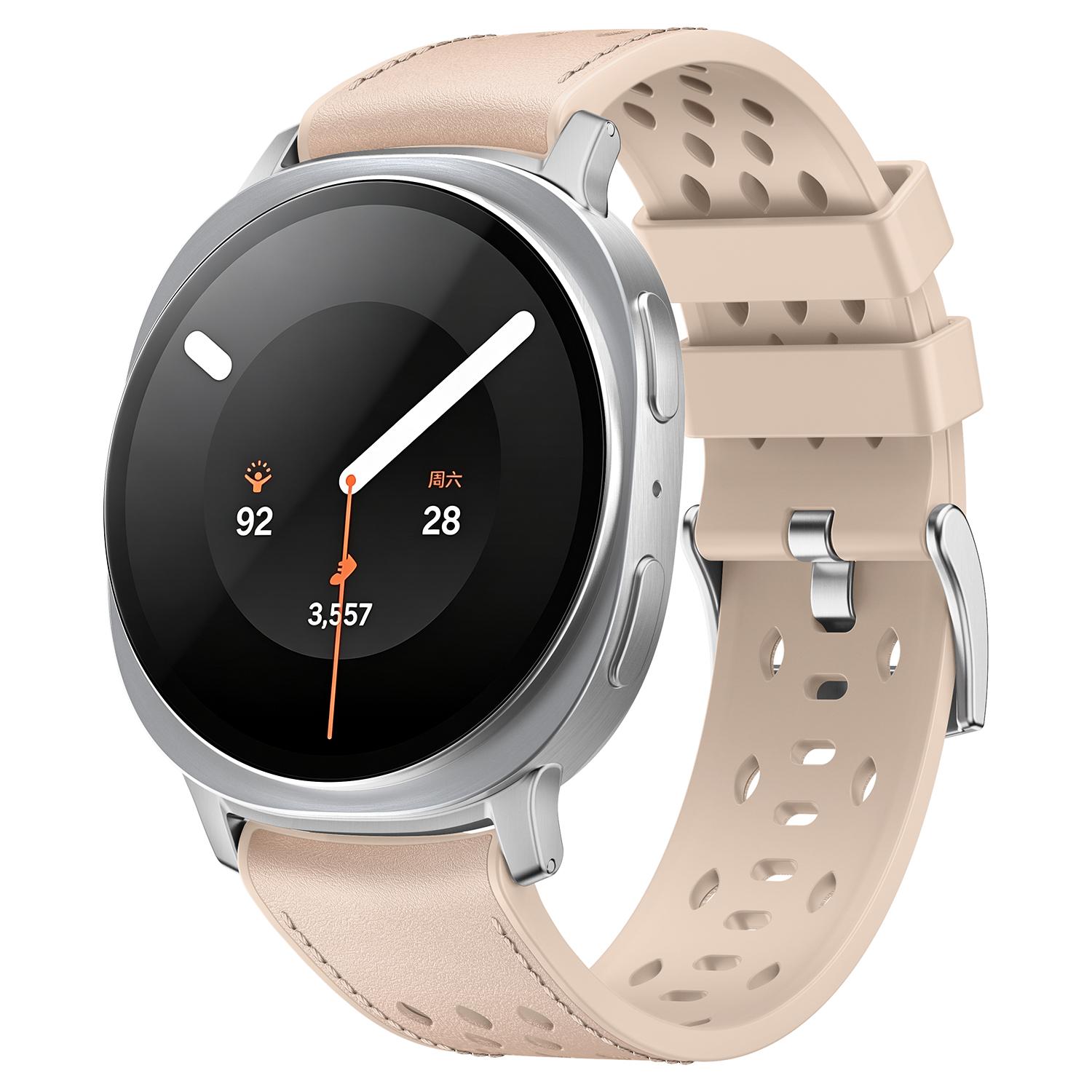 For Galaxy Watch9 / 8 / 8 Classic Mesh Vegan Leather-Coated Silicone Watch Band(Apricot) - Shopkiz.com