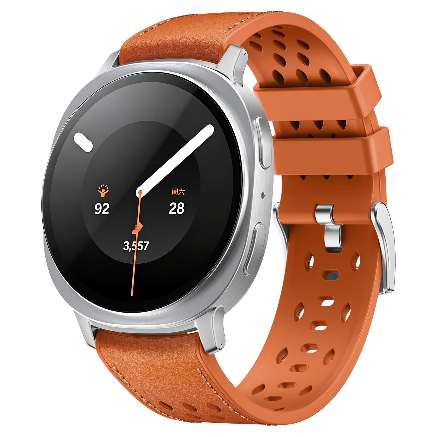 For Galaxy Watch9 / 8 / 8 Classic Mesh Vegan Leather-Coated Silicone Watch Band(Orange) - Shopkiz.com