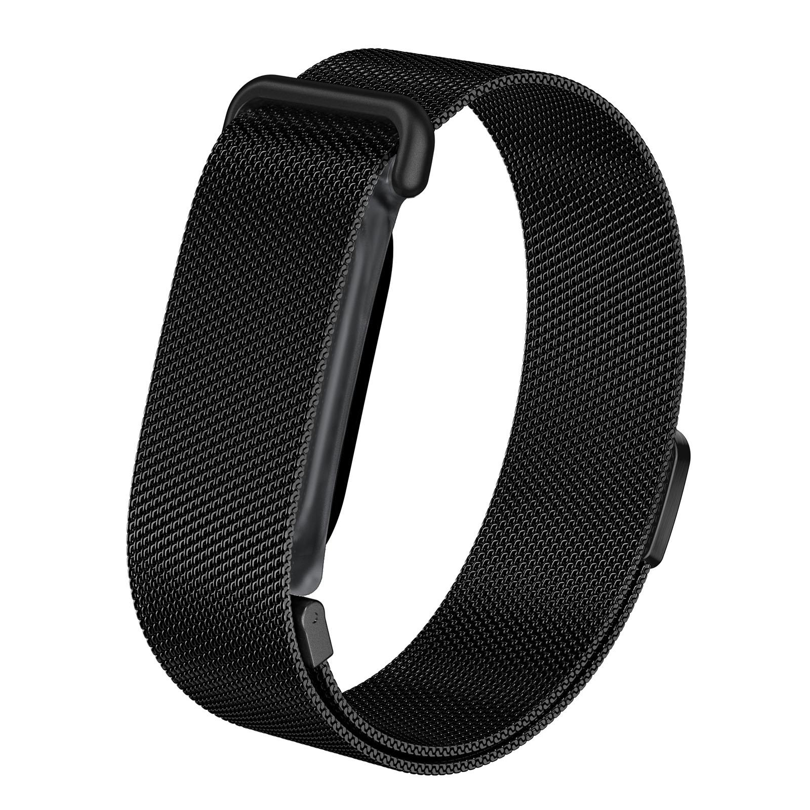 For Google Fitbit Air Frosted Clear Plastic Integrated Frame Milanese Stainless Steel Watch Band(Black) - Shopkiz.com