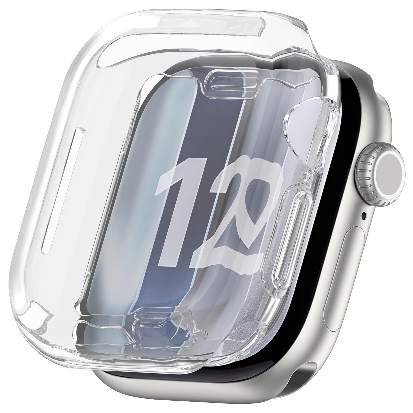 For Apple Watch Series 12 42mm Full Coverage Electroplated TPU Watch Protective Case(Transparent) - Shopkiz.com