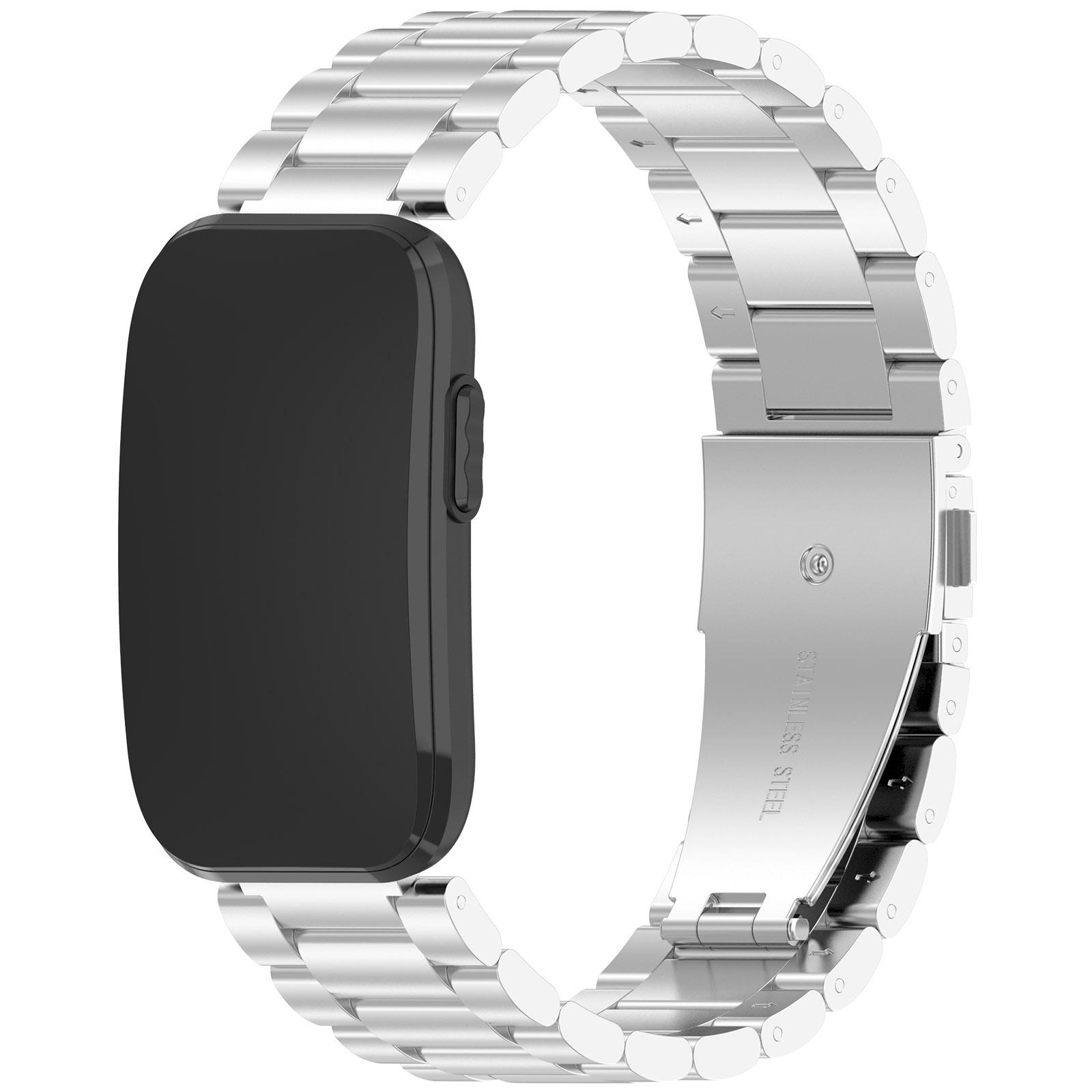 For Garmin CIRQA Smart Band Three Beads Folding Buckle Stainless Steel Watch Band(Silver) - Shopkiz.com