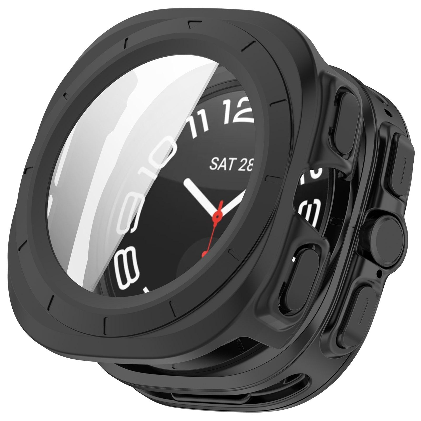 For Galaxy Watch Ultra2 2026 Tempered Film Integrated Waterproof PC Watch Protective Case(Matte Black) - Shopkiz.com
