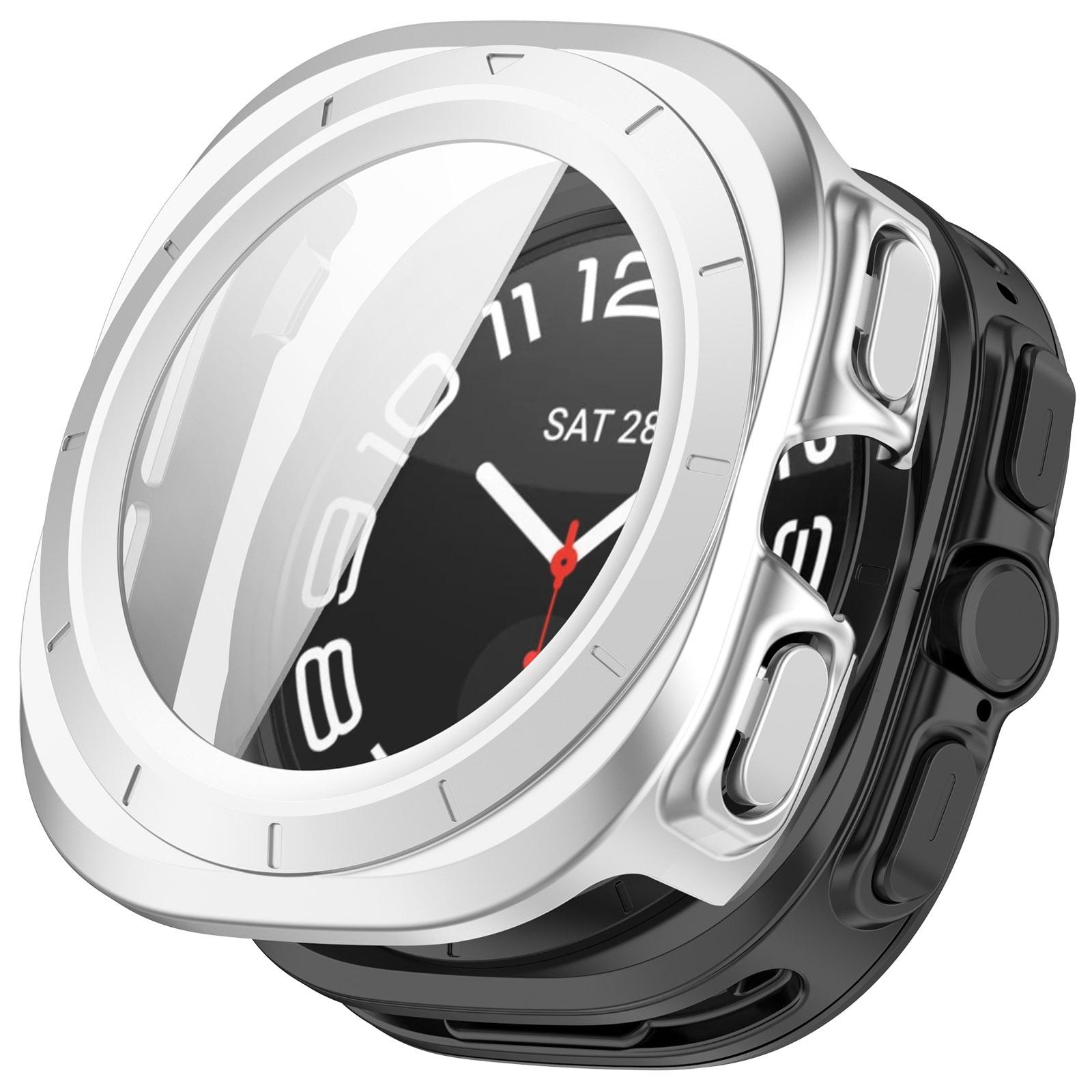 For Galaxy Watch Ultra2 2026 Tempered Film Integrated Waterproof PC Watch Protective Case(Silver) - Shopkiz.com