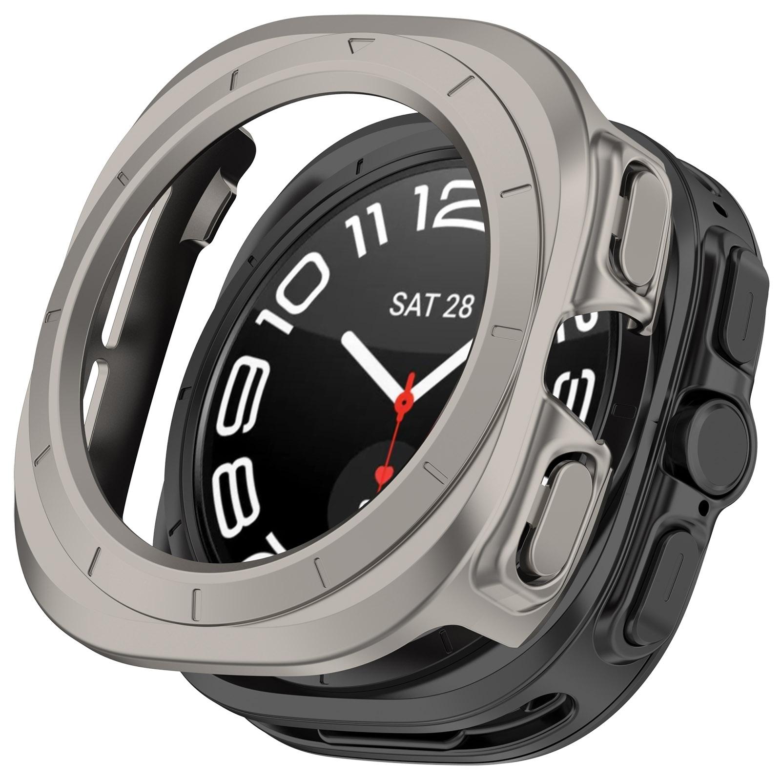 For Galaxy Watch Ultra2 2026 Half Coverage Hollow PC Watch Protective Case(Titanium Color) - Shopkiz.com