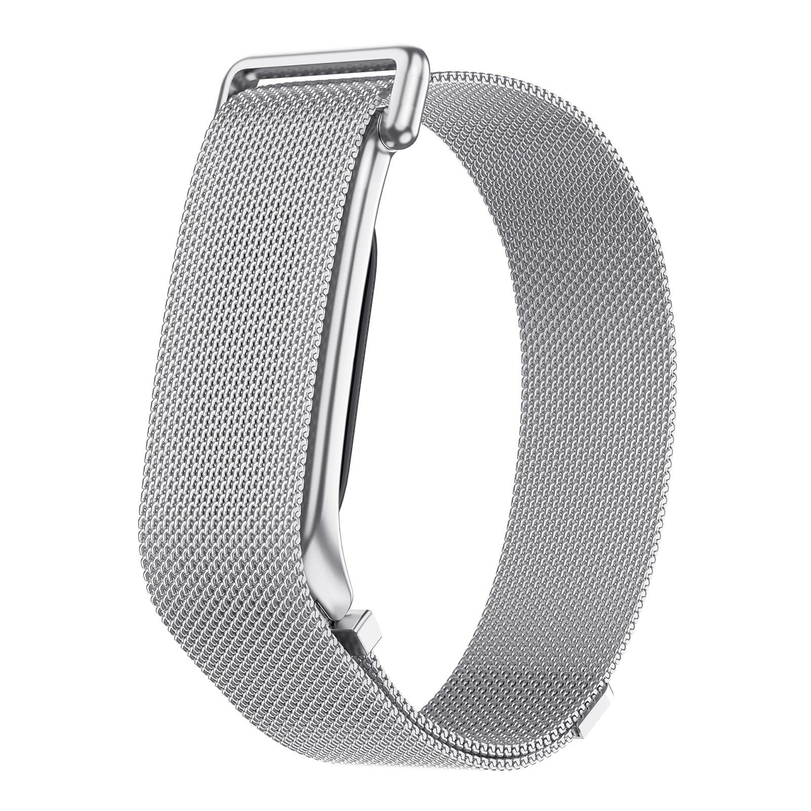 For Google Fitbit Air Metal Case Integrated Milanese Magnetic Stainless Steel Watch Band(Silver) - Shopkiz.com