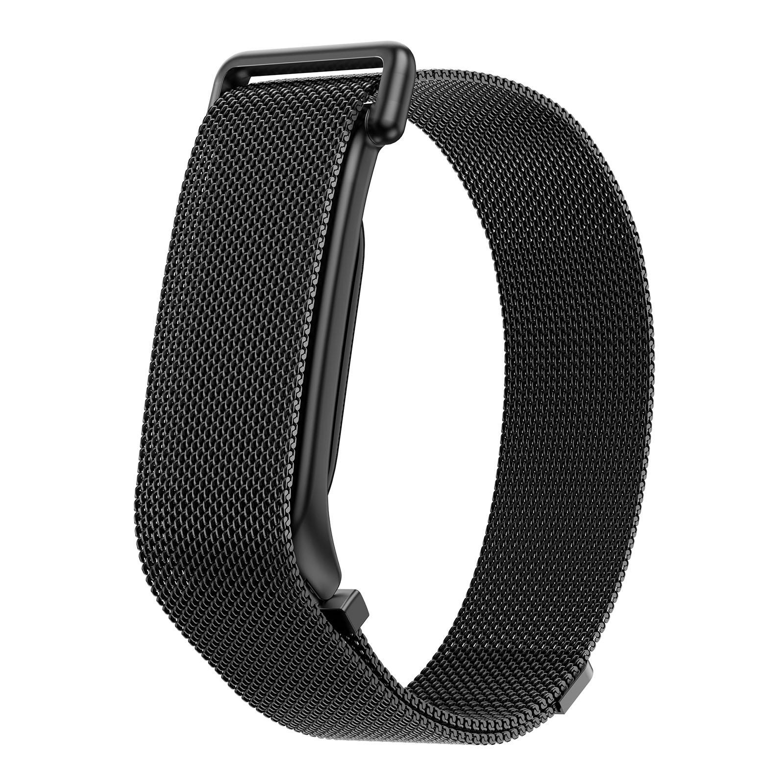 For Google Fitbit Air Metal Case Integrated Milanese Magnetic Stainless Steel Watch Band(Black) - Shopkiz.com