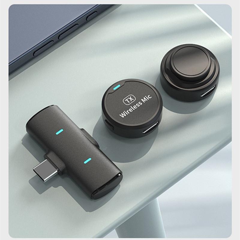 DS-LSM1 Dual Wireless Magnetic Lavalier Microphone, Round Button Mini Microphone with Type-C Receiver - Shopkiz.com