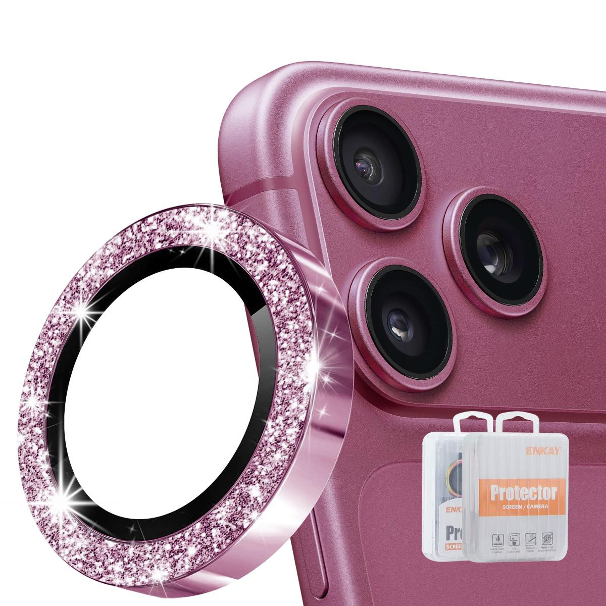 For iPhone 18 Pro / 18 Pro Max ENKAY Hat-Prince Glitter Rear Camera Lens Aluminium Alloy Ring Tempered Glass Film(Wine Red) - Shopkiz.com
