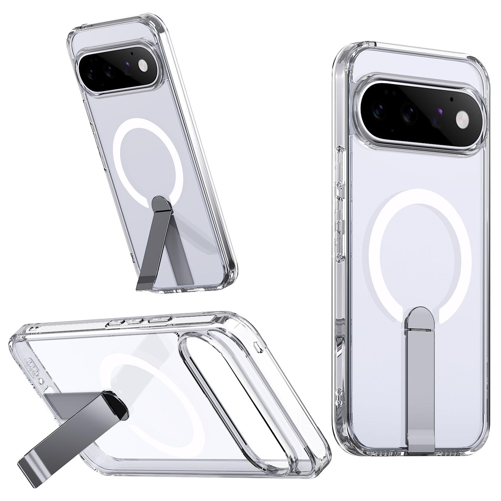 For Google Pixel 11 Pro XL Kalebol Star Shine Skin Feel MagSafe Phone Case with Straight Fold Holder(Transparent) - Shopkiz.com