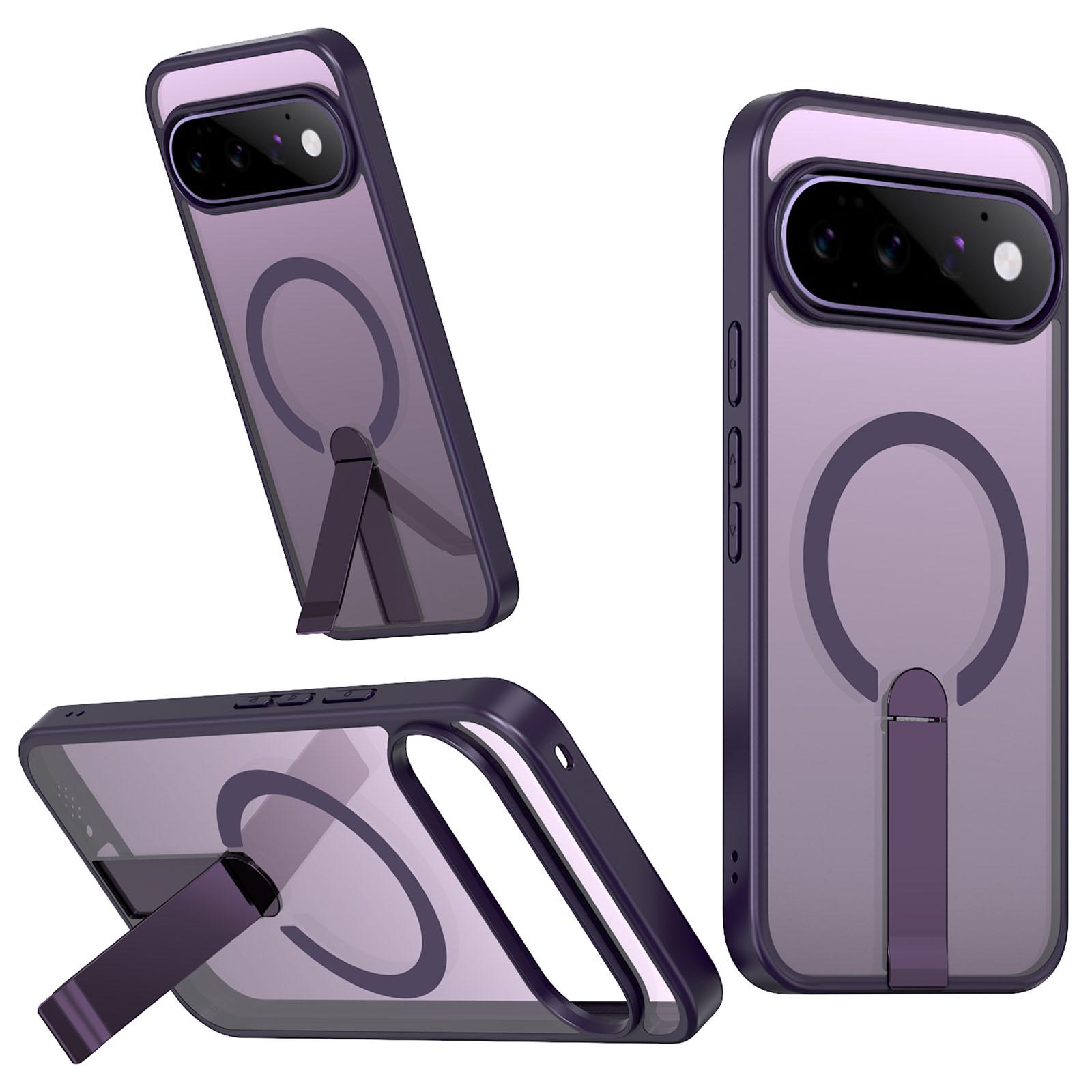 For Google Pixel 11 Pro XL Kalebol Star Shine Skin Feel MagSafe Phone Case with Straight Fold Holder(Purple) - Shopkiz.com