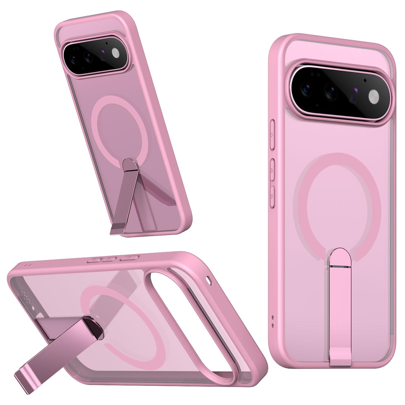 For Google Pixel 11 Pro Kalebol Star Shine Skin Feel MagSafe Phone Case with Straight Fold Holder(Cherry Blossom Pink) - Shopkiz.com