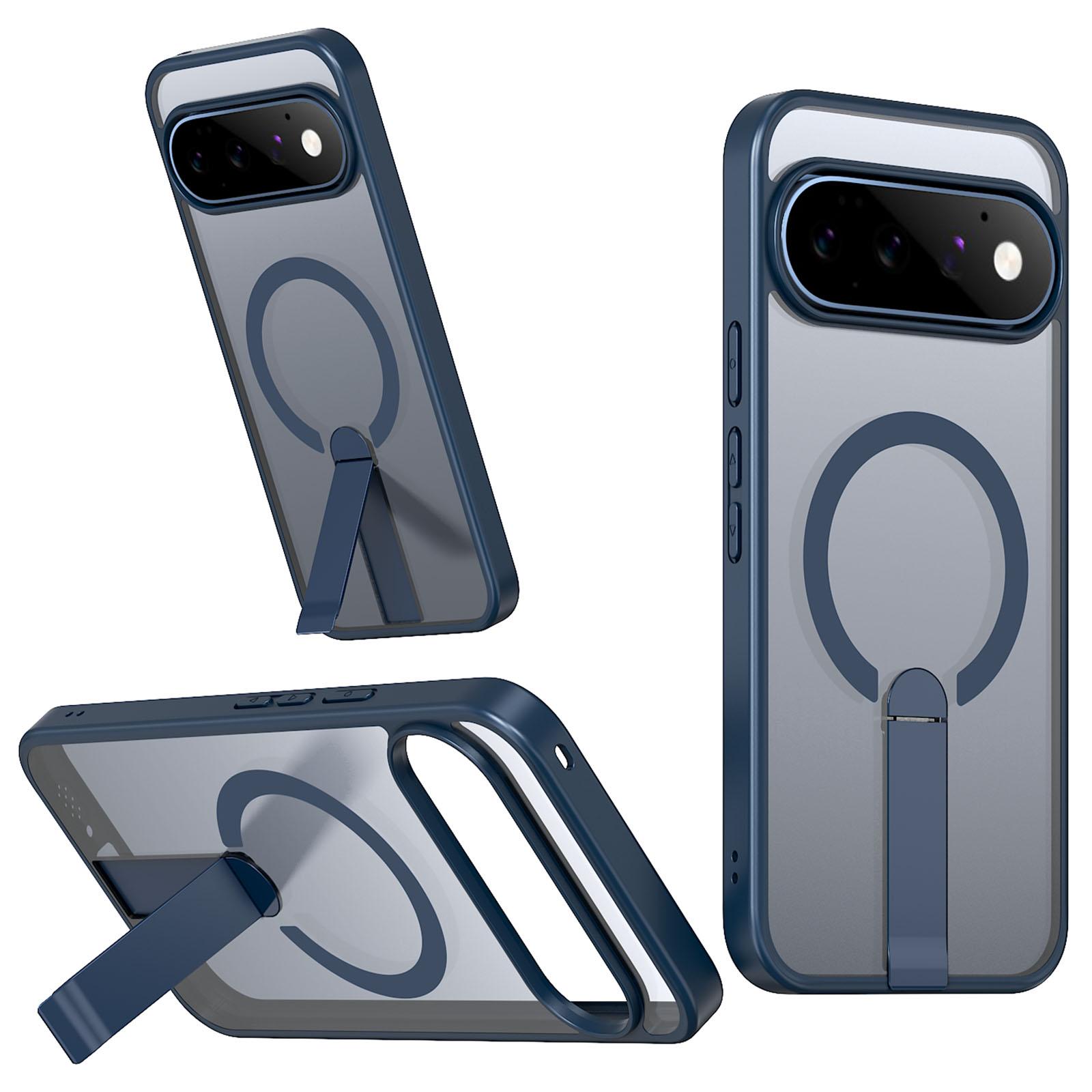 For Google Pixel 11 Kalebol Star Shine Skin Feel MagSafe Phone Case with Straight Fold Holder(Blue) - Shopkiz.com