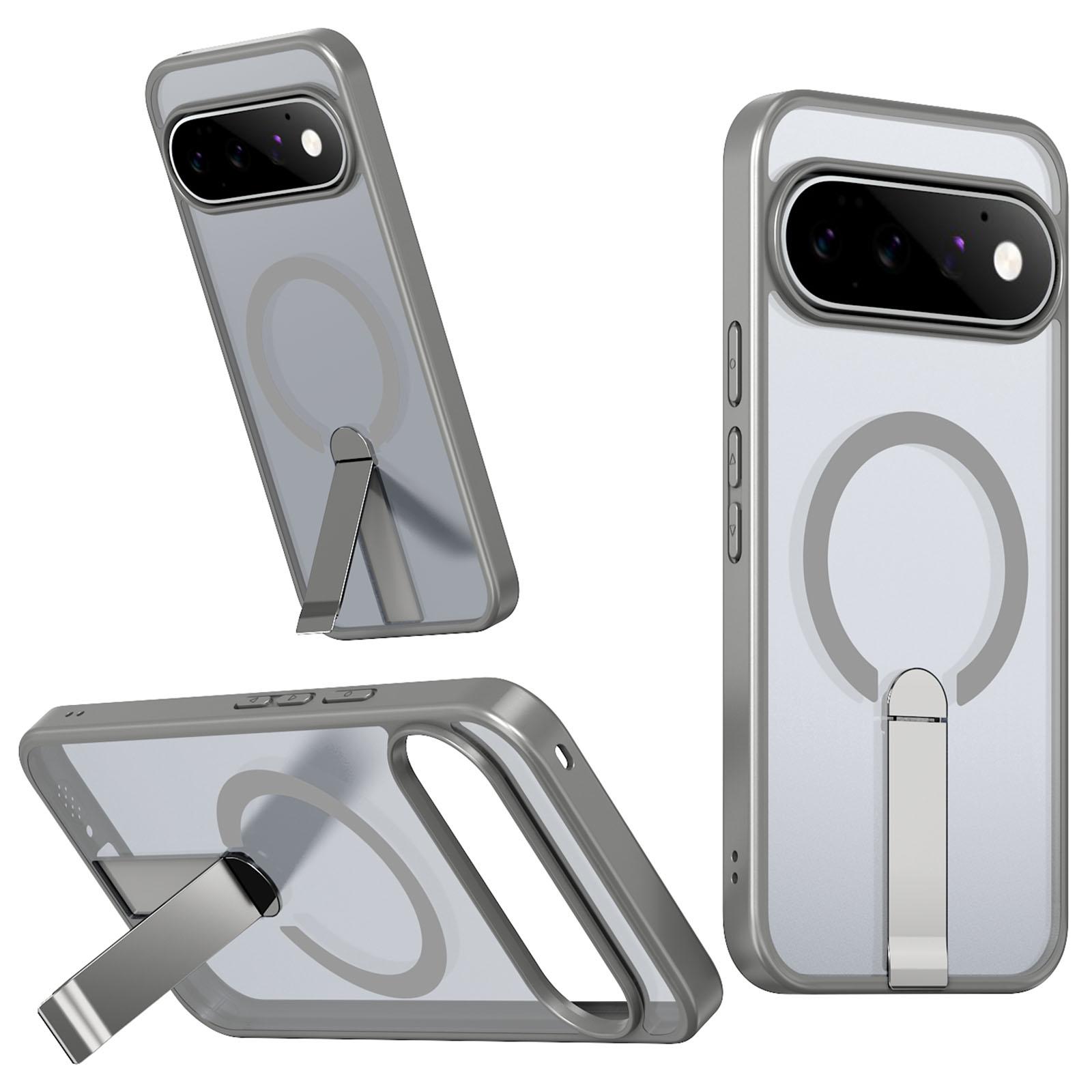For Google Pixel 11 Kalebol Star Shine Skin Feel MagSafe Phone Case with Straight Fold Holder(Titanium Gray) - Shopkiz.com