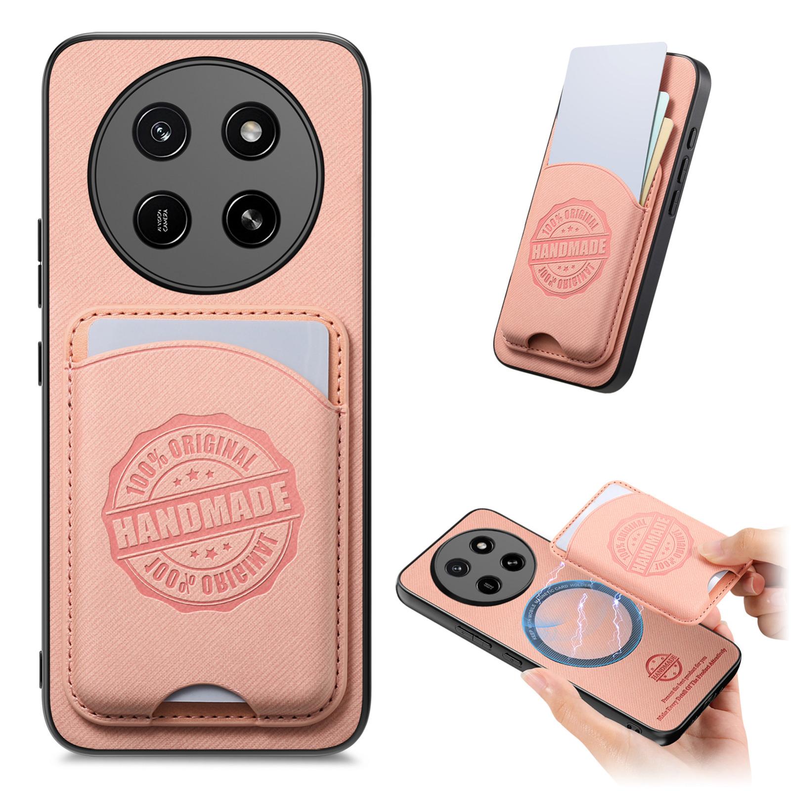 For Honor X80 Pro Max 5G Twill Fabric Leather-Skin Magnetic Card Bag Phone Case(Pink) - Shopkiz.com
