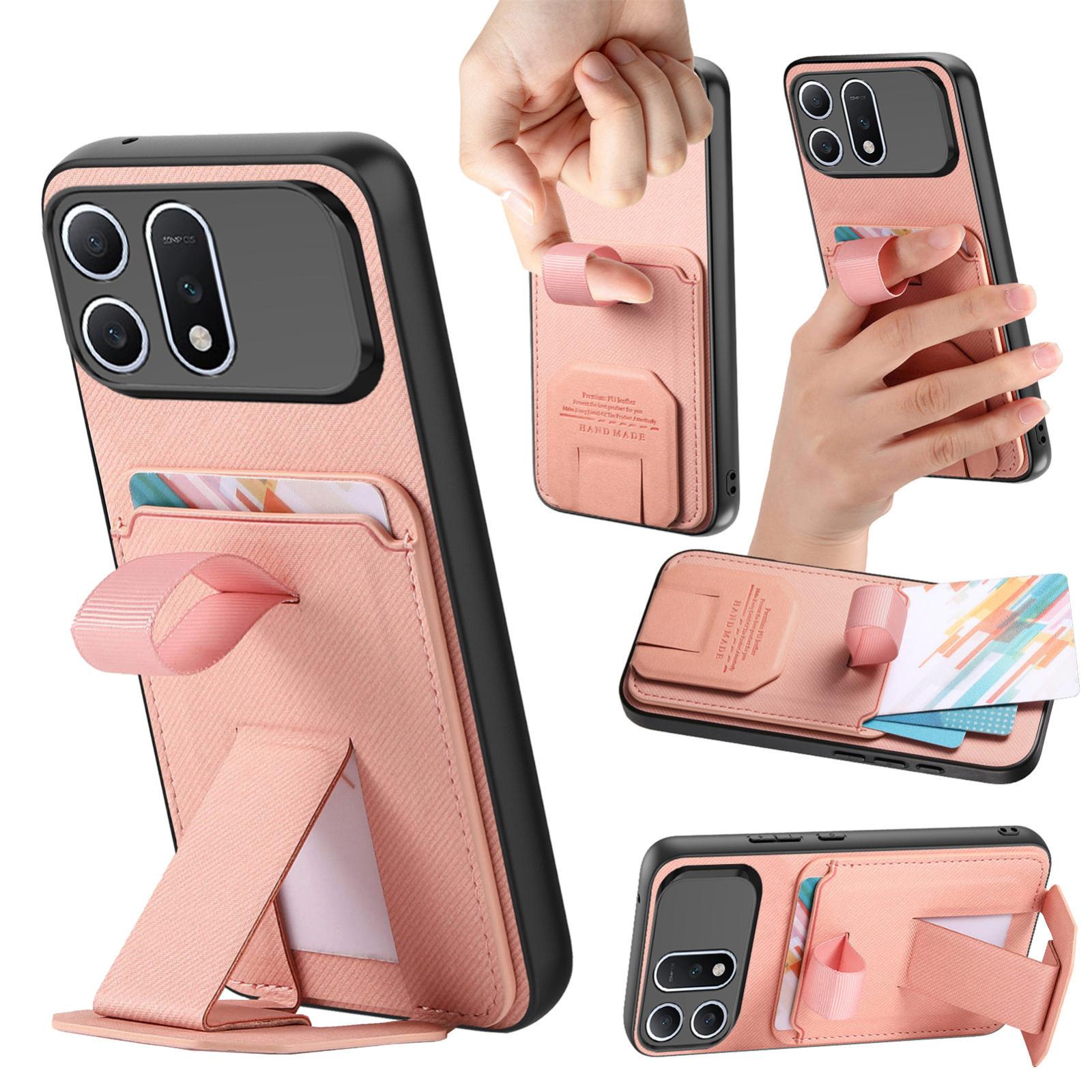 For Honor Win Turbo 5G Twill Fabric Card Bag Fold Holder Phone Case(Pink) - Shopkiz.com