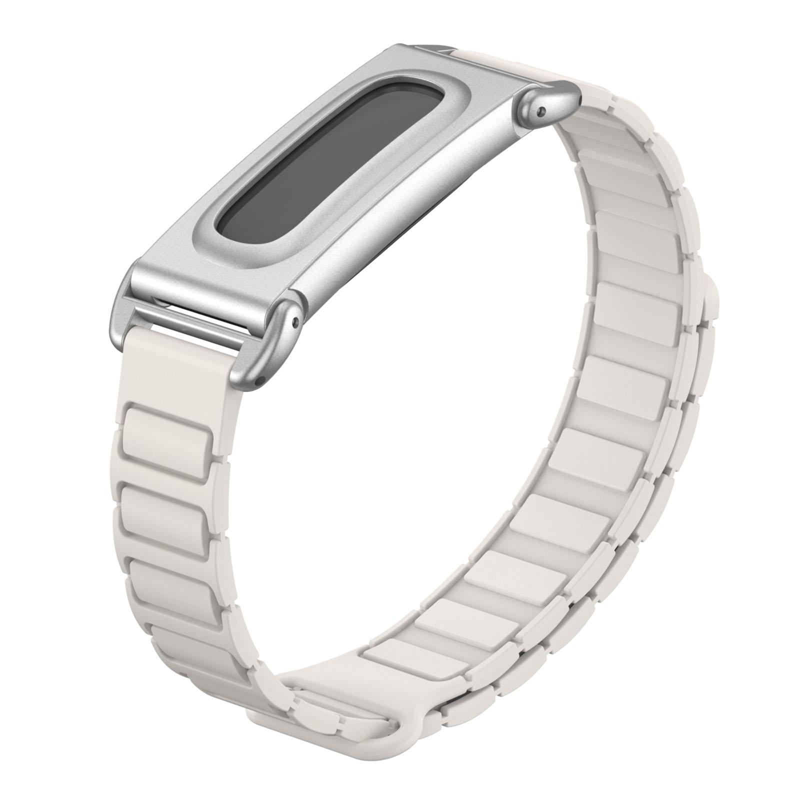 For Google Fitbit Air Metal Case Hybrid I-Shaped Magnetic Silicone Watch Band(Starlight) - Shopkiz.com