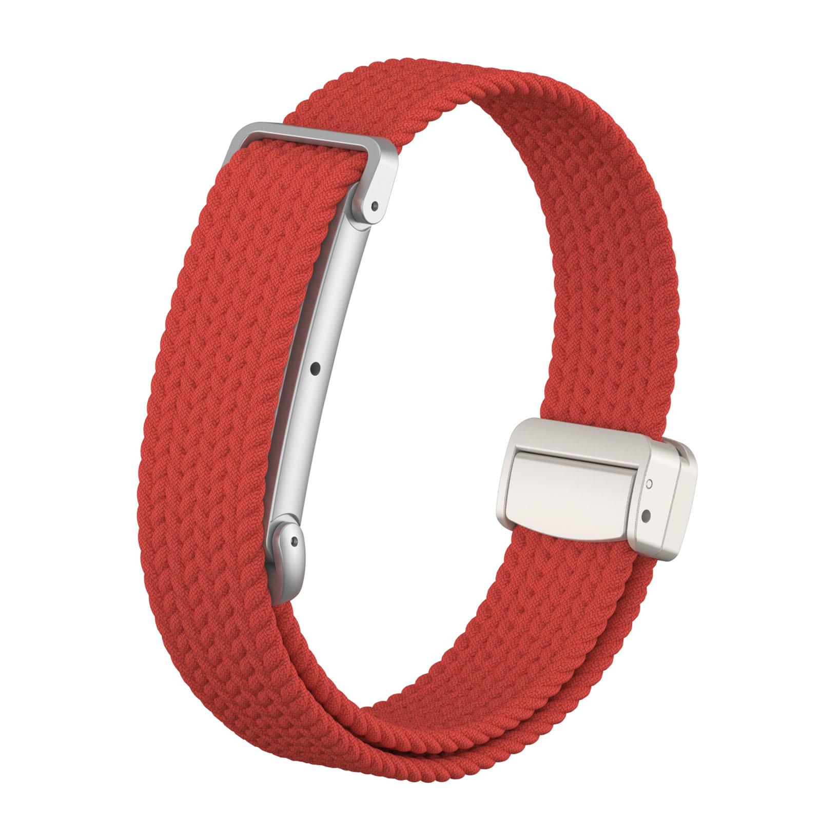 For Google Fitbit Air Metal Case Hybrid Magnetic Clasp Elastic Woven Nylon Watch Band(Red) - Shopkiz.com