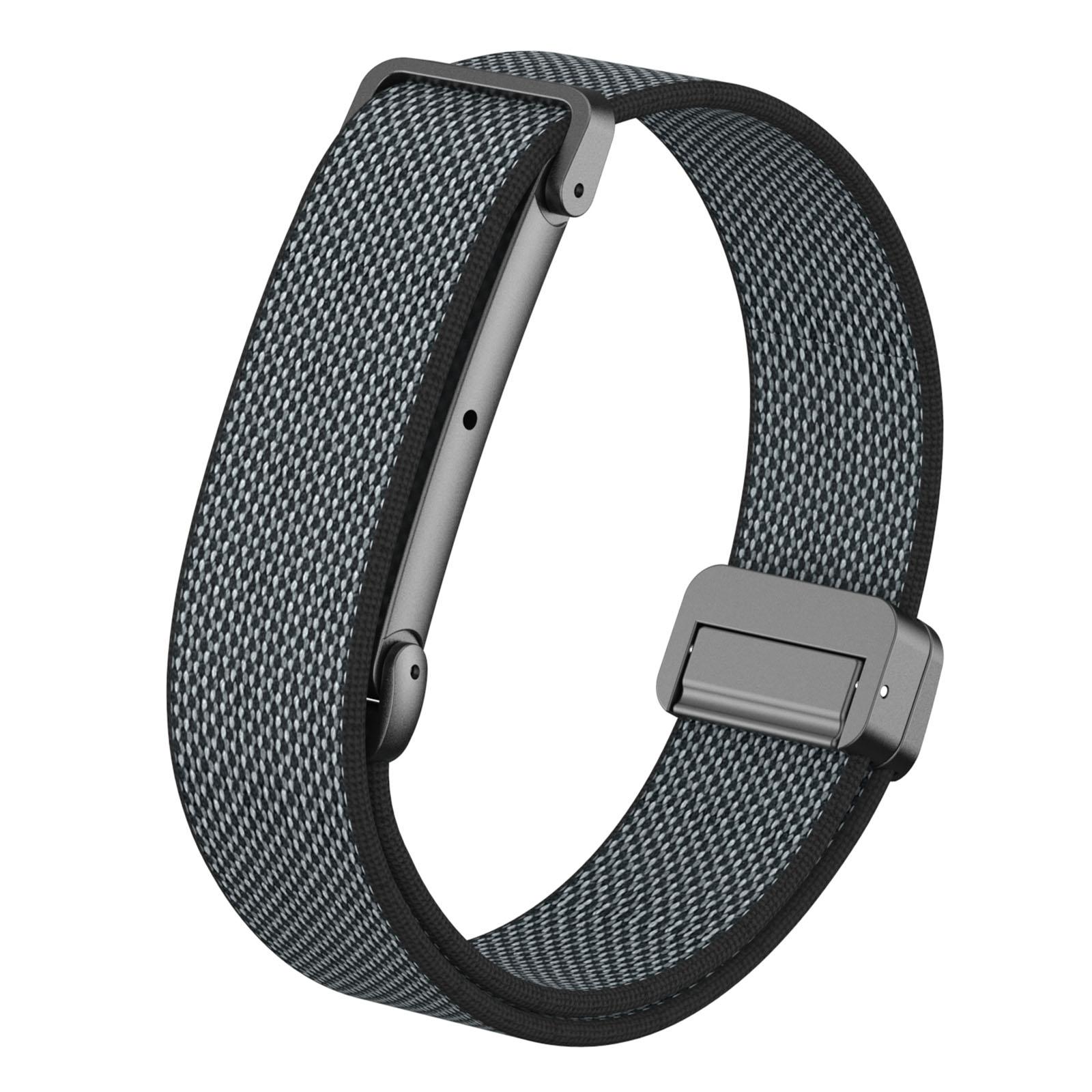 For Google Fitbit Air Metal Case Hybrid Magnetic Buckle Elastic Nylon Watch Band(Black Obsidian) - Shopkiz.com