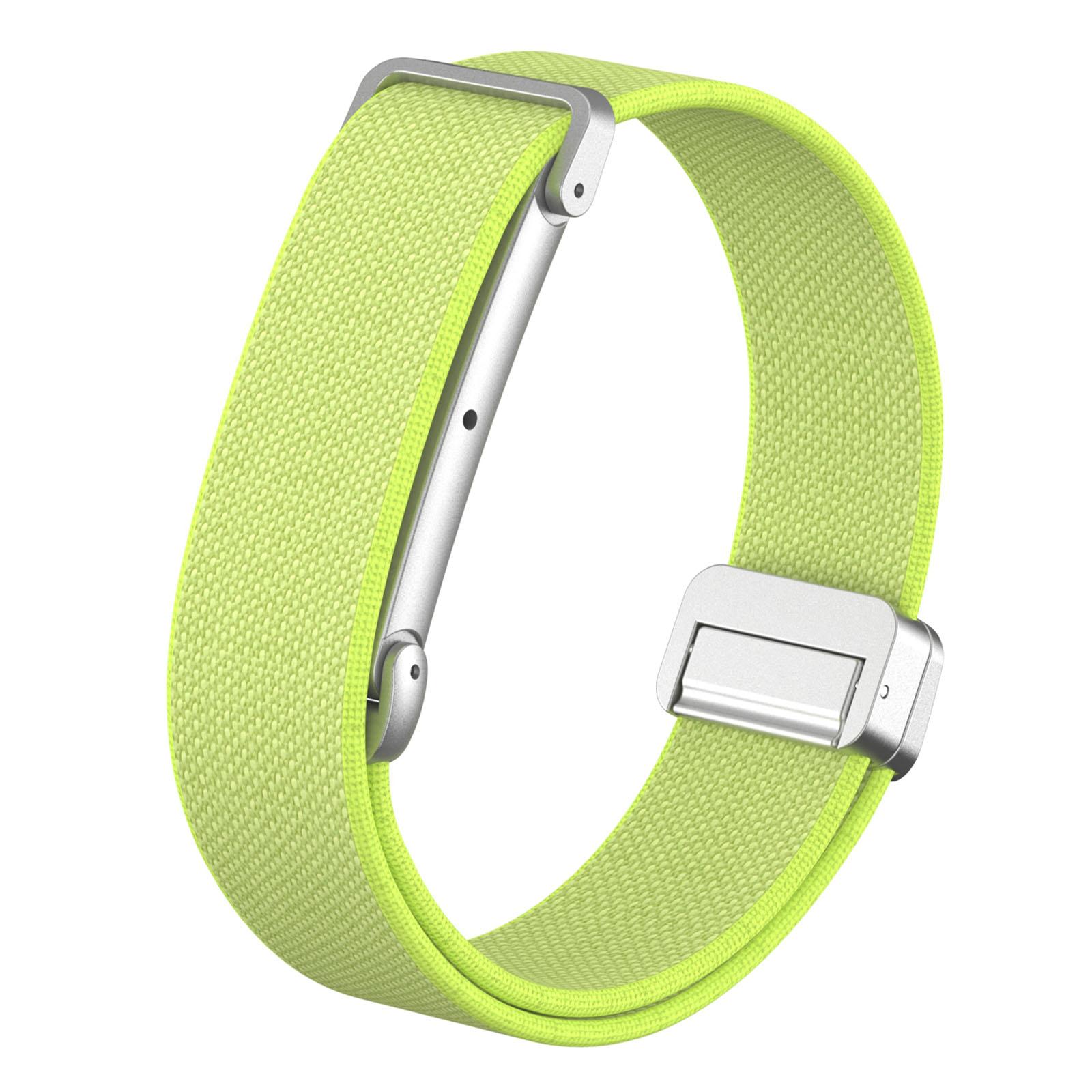For Google Fitbit Air Metal Case Hybrid Magnetic Buckle Elastic Nylon Watch Band(Fluorescent Yellow) - Shopkiz.com