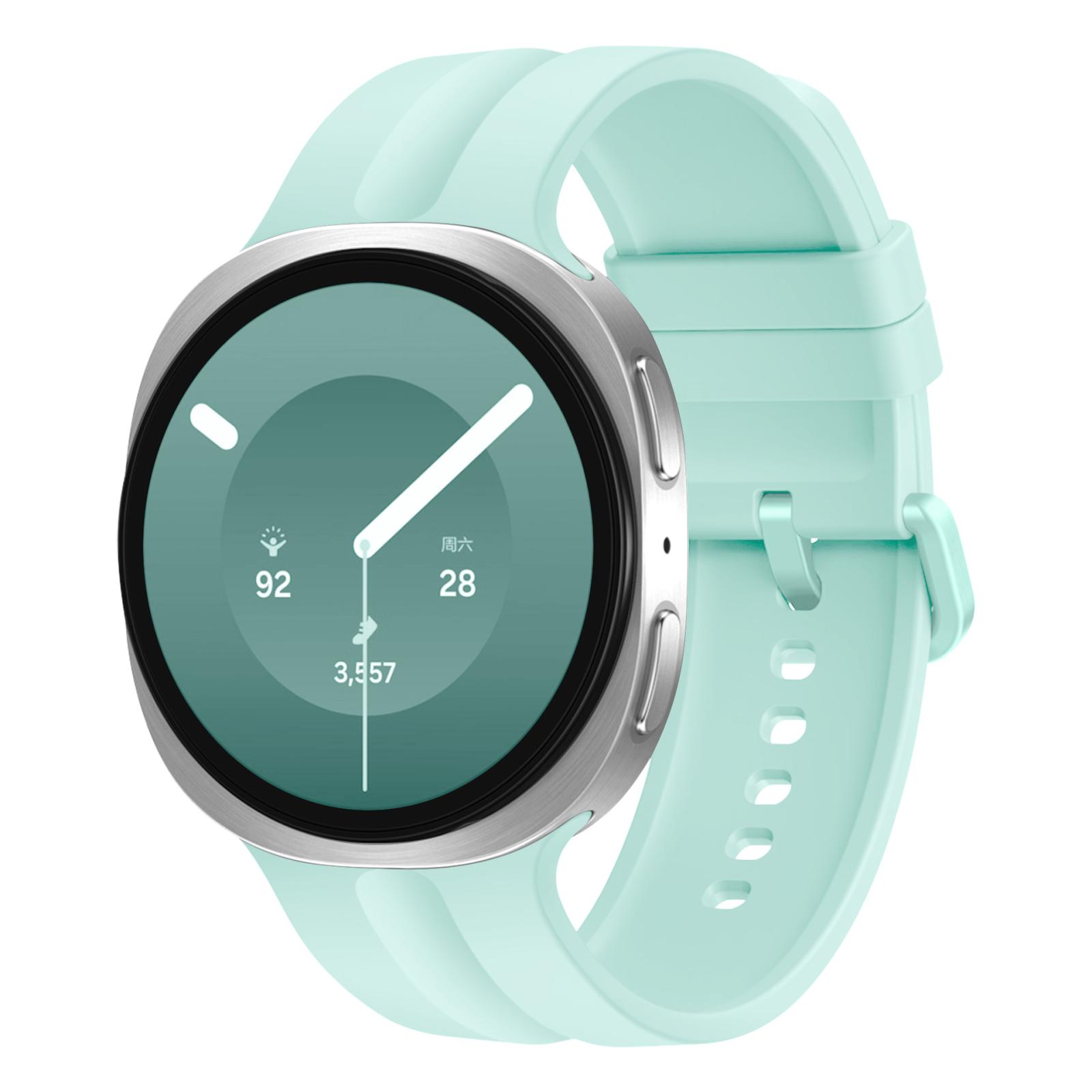 For Galaxy Watch9 / 8 / 8 Classic Color Buckle Solid Color Grooved Silicone Watch Band(Light Green) - Shopkiz.com