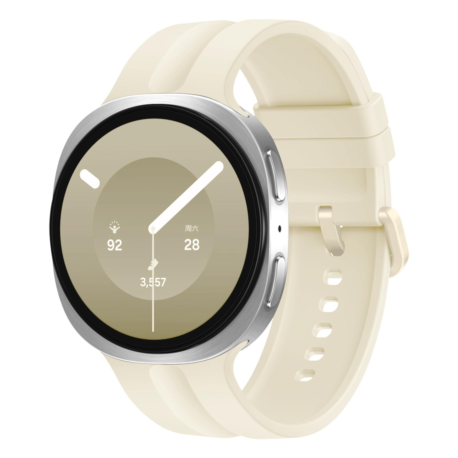 For Galaxy Watch9 / 8 / 8 Classic Color Buckle Solid Color Grooved Silicone Watch Band(New Starlight) - Shopkiz.com