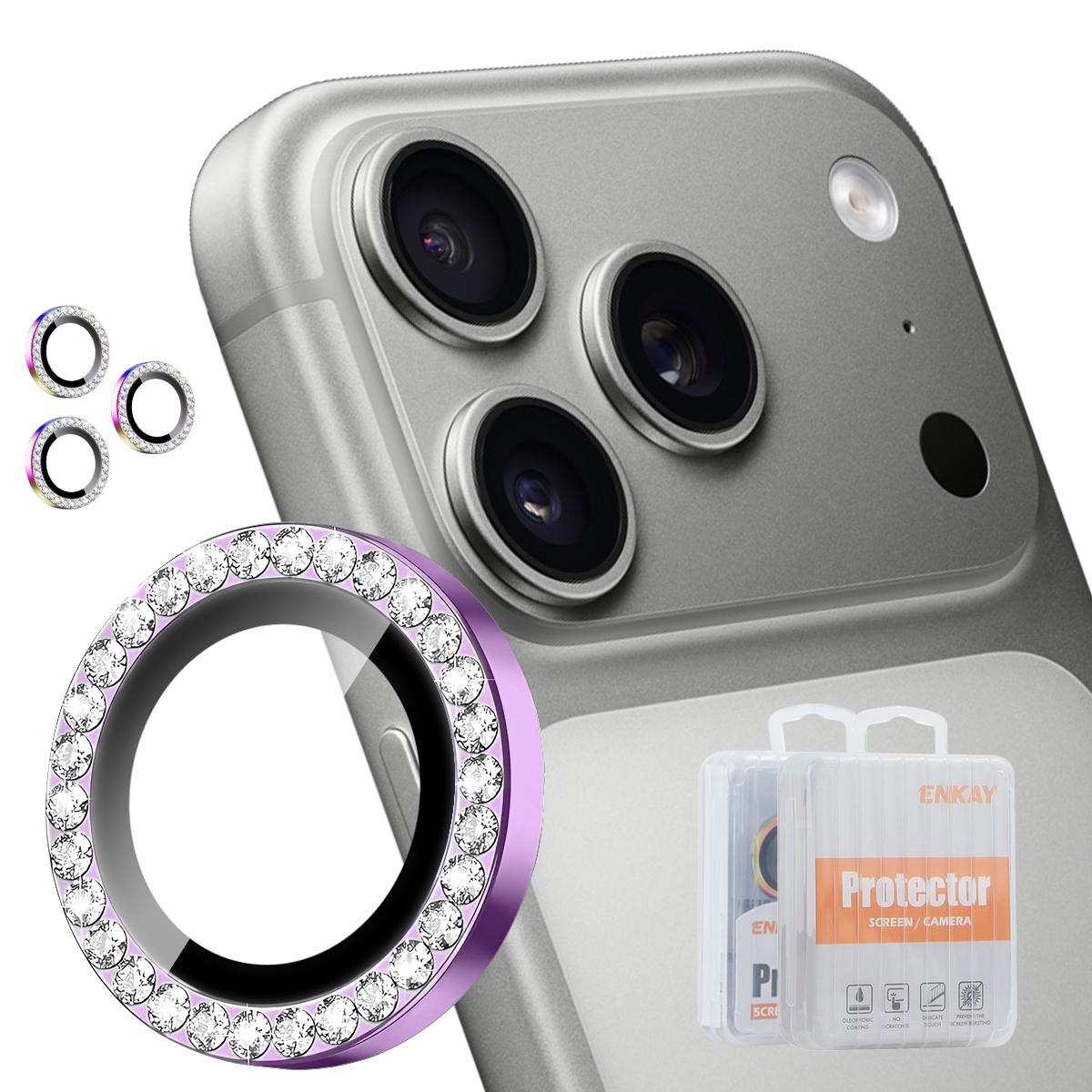 For iPhone 18 Pro / 18 Pro Max ENKAY AR Anti-reflection Individual Diamond Ring Camera Lens Glass Full Film(Light Purple) - Shopkiz.com