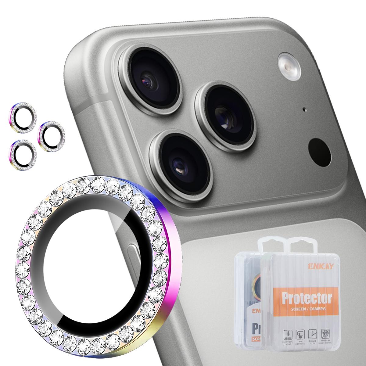 For iPhone 18 Pro / 18 Pro Max ENKAY AR Anti-reflection Individual Diamond Ring Camera Lens Glass Full Film(Colorful) - Shopkiz.com