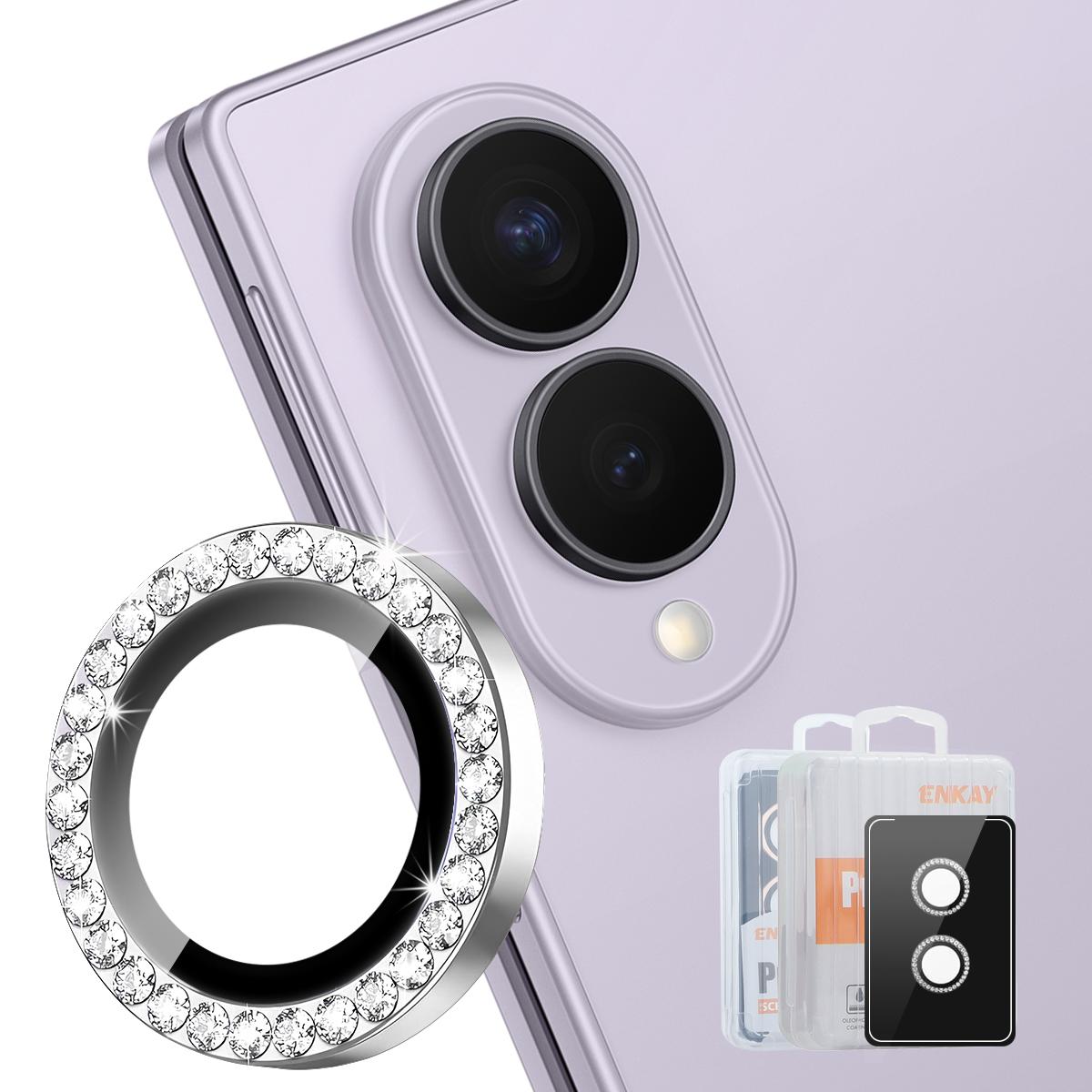 For Galaxy Z Fold8 5G ENKAY AR Anti-reflection Individual Diamond Ring Camera Lens Glass Film(Silver) - Shopkiz.com