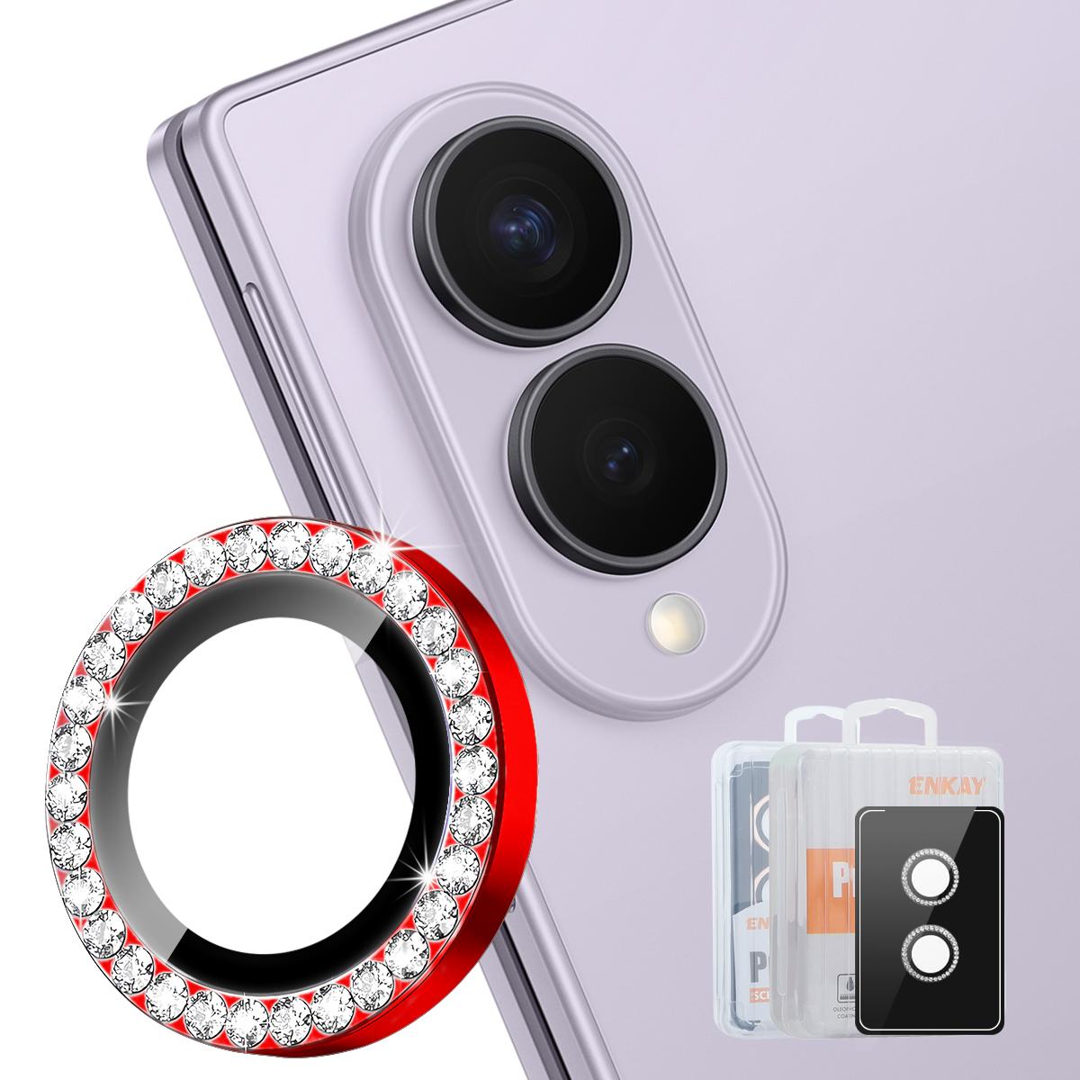For Galaxy Z Fold8 5G ENKAY AR Anti-reflection Individual Diamond Ring Camera Lens Glass Film(Red) - Shopkiz.com