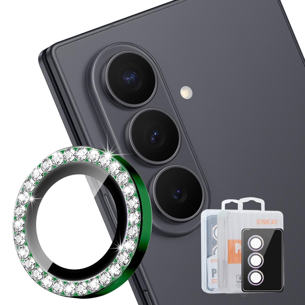 For Galaxy Z Fold8 Ultra ENKAY AR Anti-reflection Individual Diamond Ring Camera Lens Glass Film(Deep Green) - Shopkiz.com