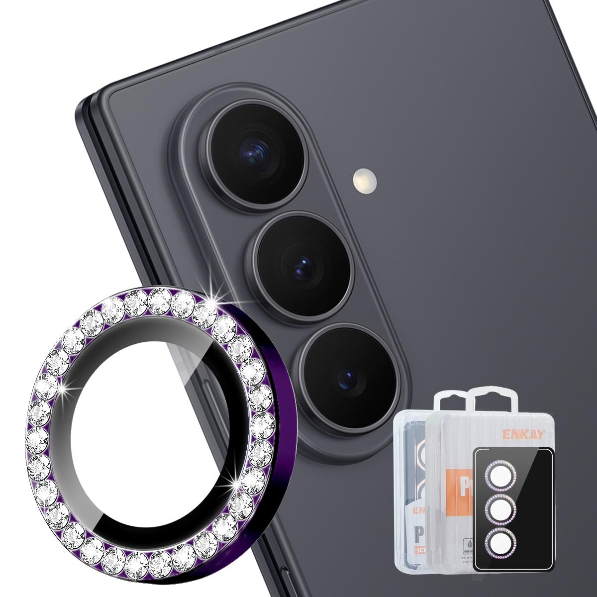 For Galaxy Z Fold8 Ultra ENKAY AR Anti-reflection Individual Diamond Ring Camera Lens Glass Film(Deep Purple) - Shopkiz.com