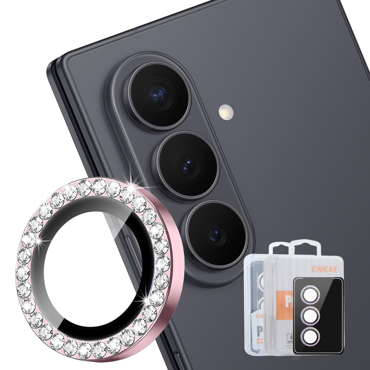 For Galaxy Z Fold8 Ultra ENKAY AR Anti-reflection Individual Diamond Ring Camera Lens Glass Film(Pink) - Shopkiz.com
