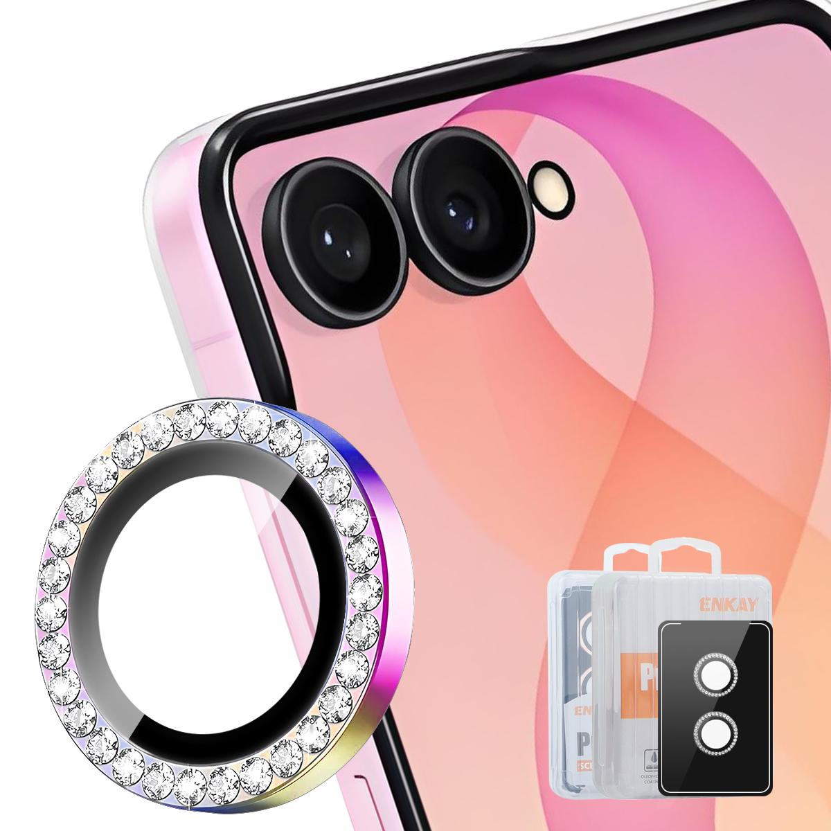 For Galaxy Z Flip8 5G ENKAY AR Anti-reflection Individual Diamond Ring Camera Lens Glass Film(Colorful) - Shopkiz.com