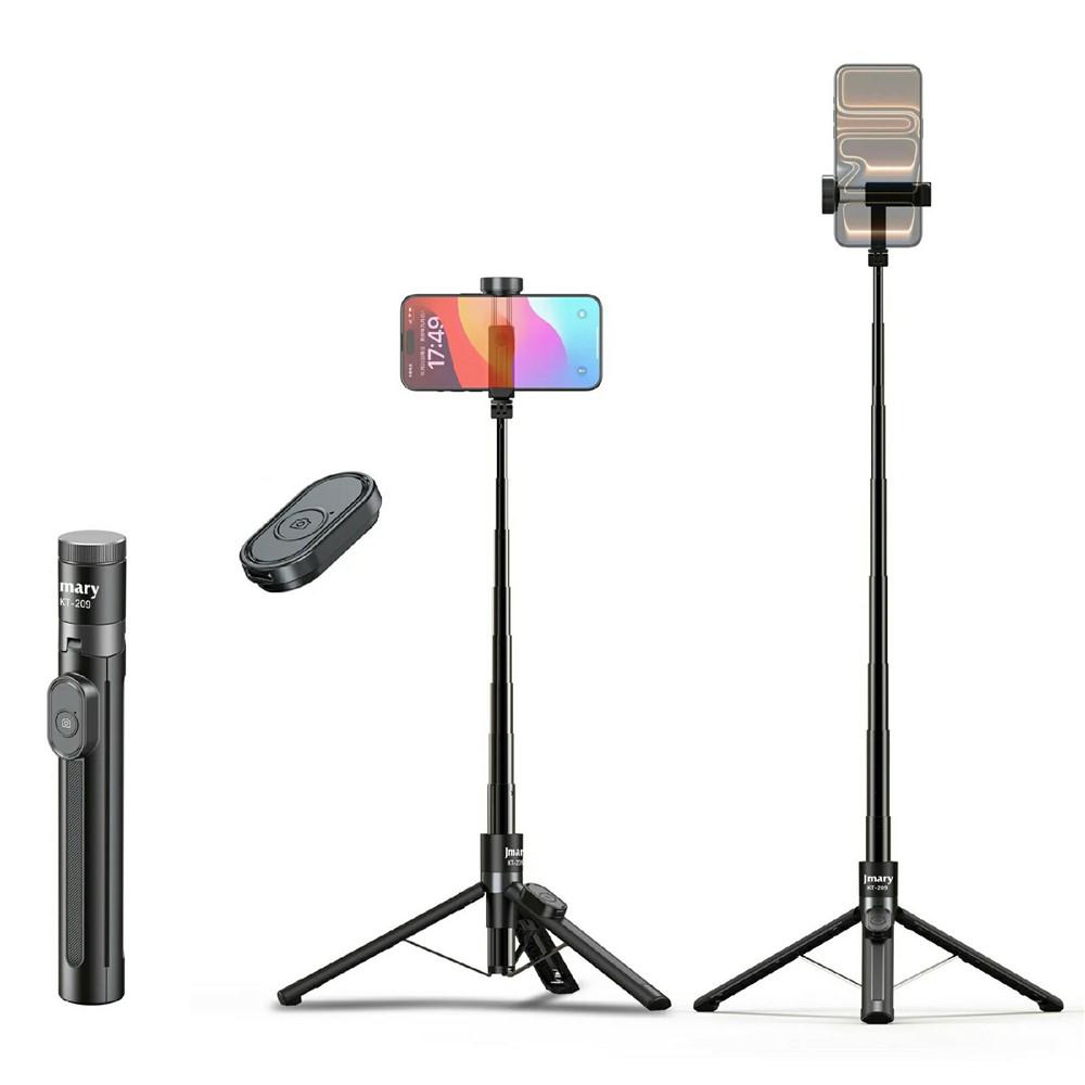 JMARY KT-209 98.5cm Selfie Stick Aluminum Alloy Foldable Tripod with Wireless Remote for Live Streaming - Shopkiz.com