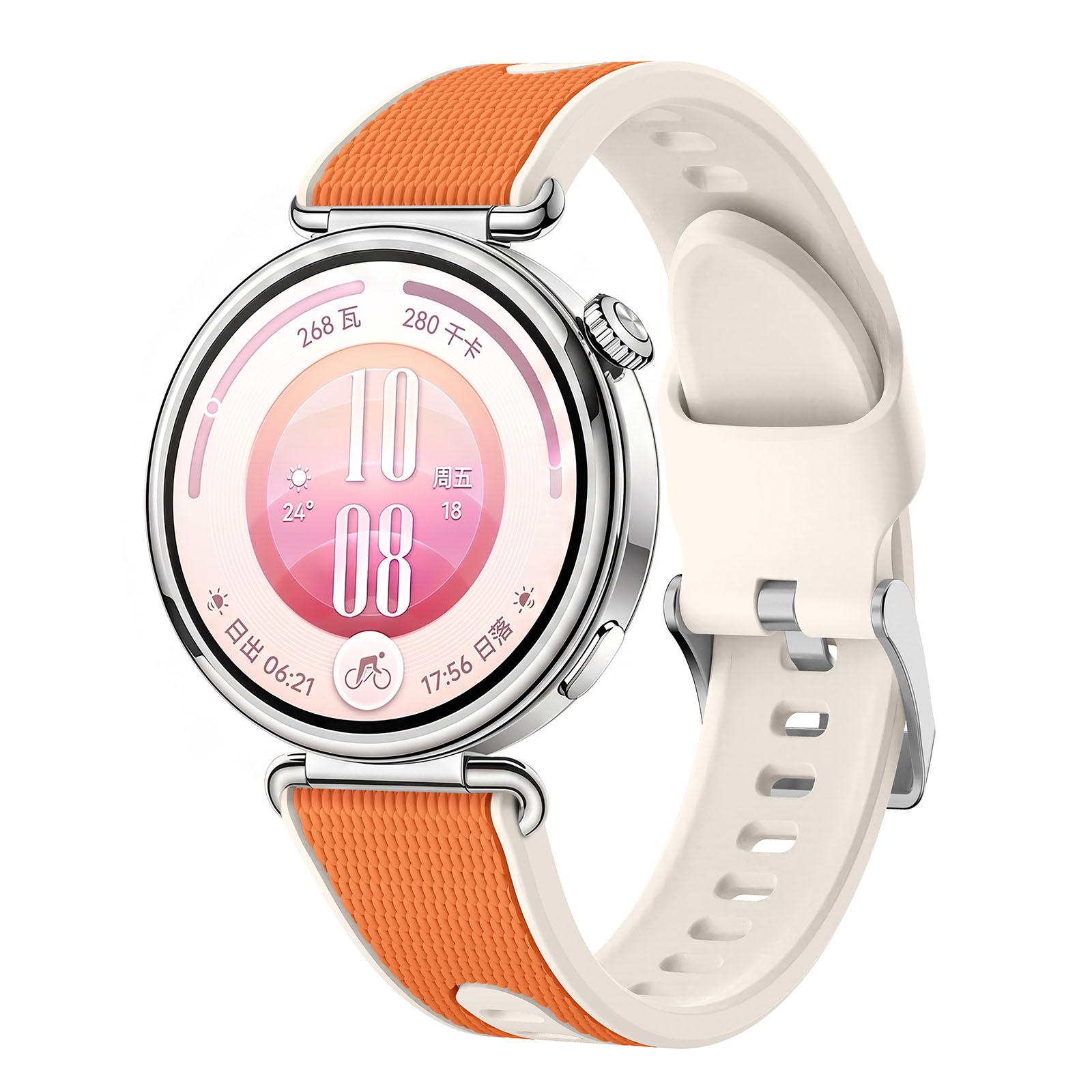 18mm Woven Texture Two Color Silicone Watch Band(Starlight Orange) - Shopkiz.com