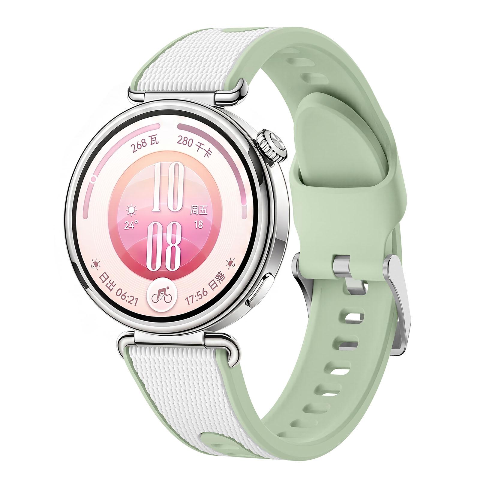 18mm Woven Texture Two Color Silicone Watch Band(Grass Green White) - Shopkiz.com