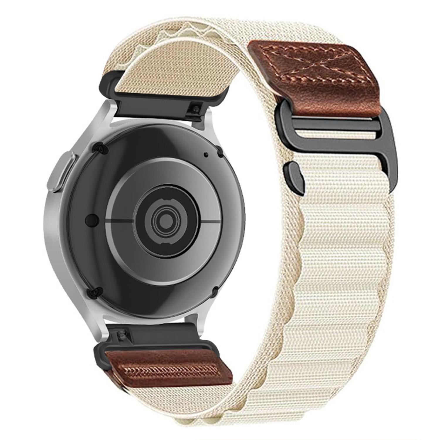 20mm Retro Vegan Leather Label Alpine Nylon Loop Watch Band(Starlight) - Shopkiz.com