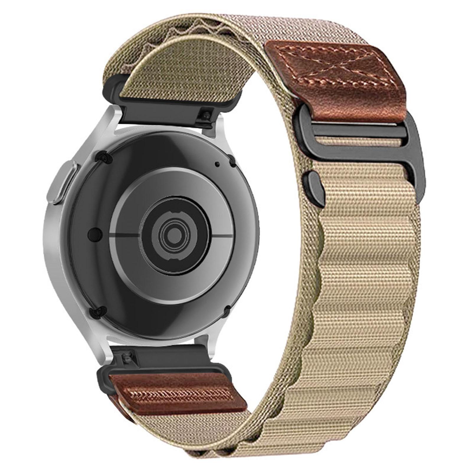 20mm Retro Vegan Leather Label Alpine Nylon Loop Watch Band(Olive) - Shopkiz.com