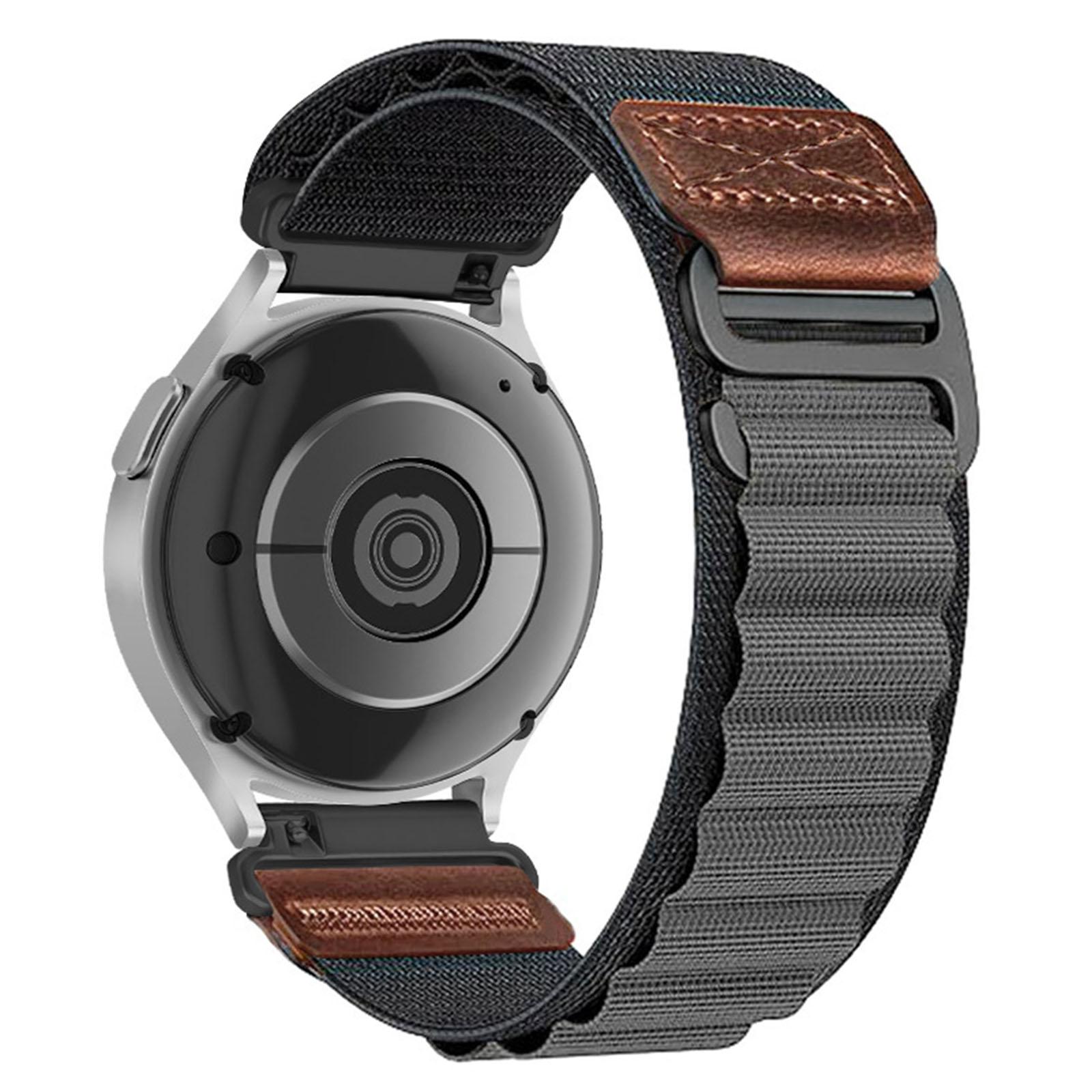20mm Retro Vegan Leather Label Alpine Nylon Loop Watch Band(Dark Gray) - Shopkiz.com