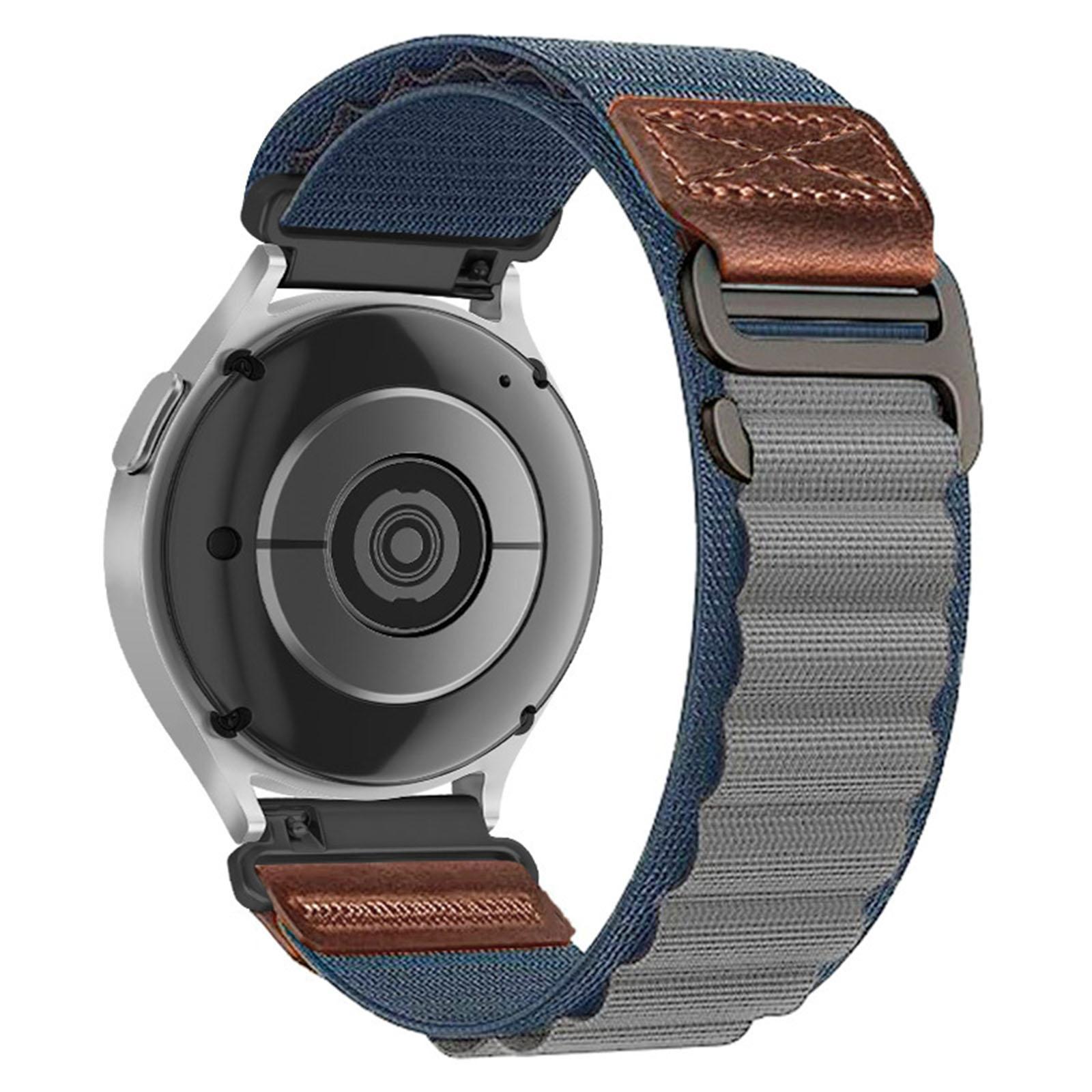 22mm Retro Vegan Leather Label Alpine Nylon Loop Watch Band(Blue) - Shopkiz.com