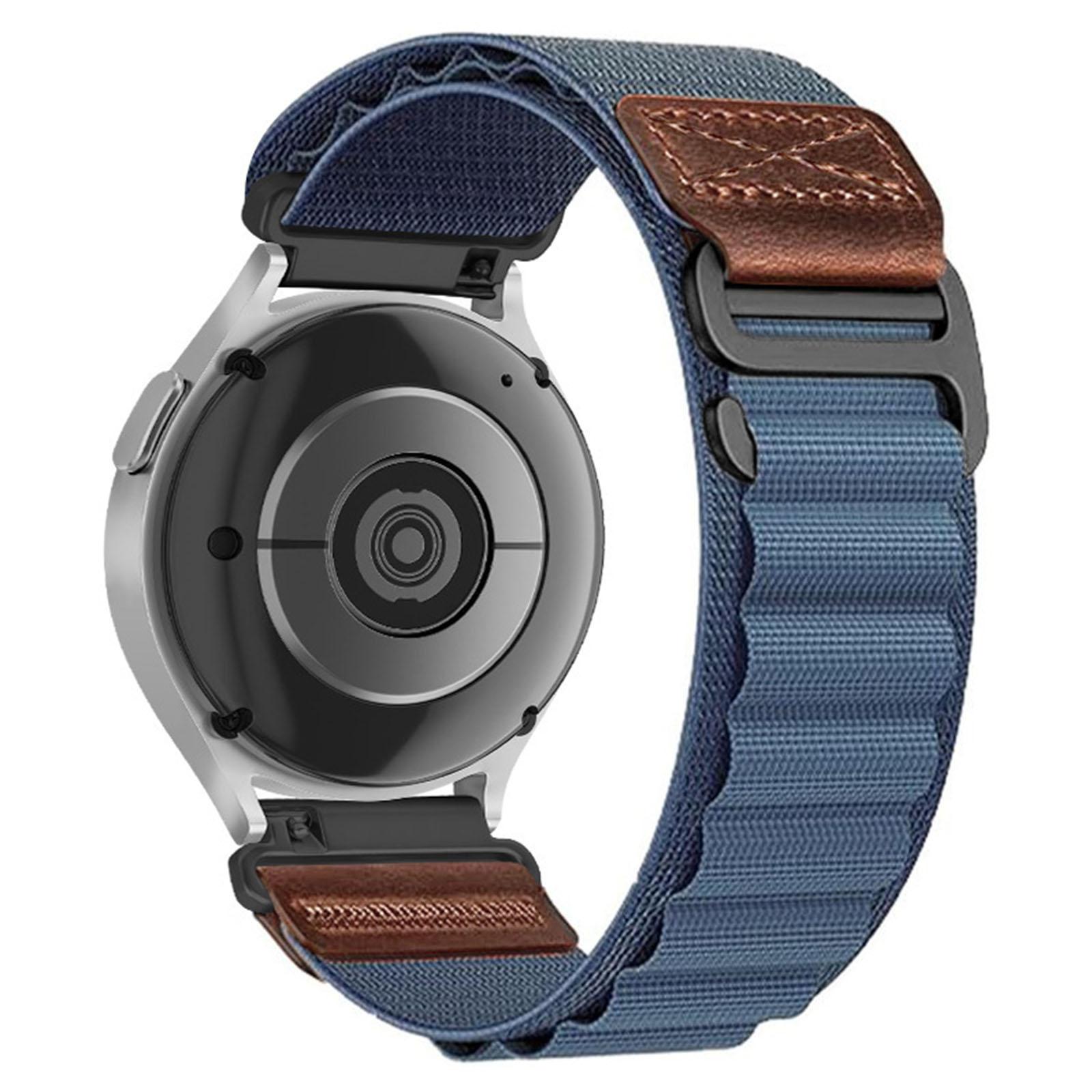 22mm Retro Vegan Leather Label Alpine Nylon Loop Watch Band(Light Blue) - Shopkiz.com