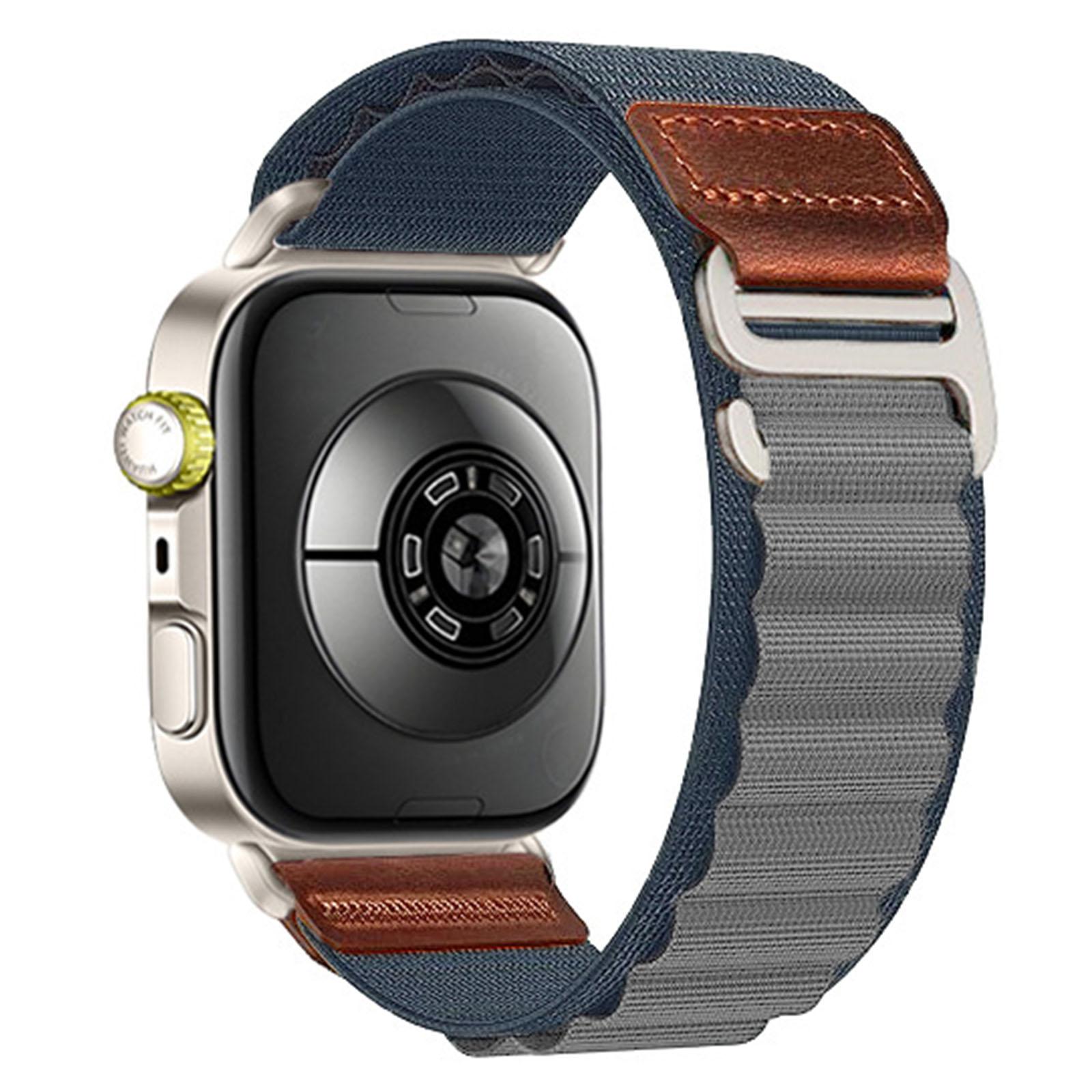 For Huawei Watch Fit 5 / Fit 5 Pro / Fit 4 Retro Vegan Leather Label Silver Hook Alpine Nylon Loop Watch Band(Blue) - Shopkiz.com