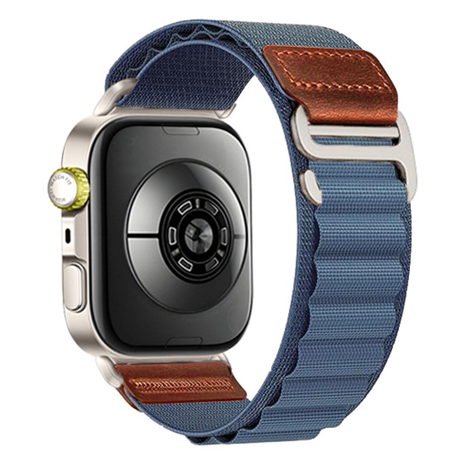 For Huawei Watch Fit 5 / Fit 5 Pro / Fit 4 Retro Vegan Leather Label Silver Hook Alpine Nylon Loop Watch Band(Light Blue) - Shopkiz.com