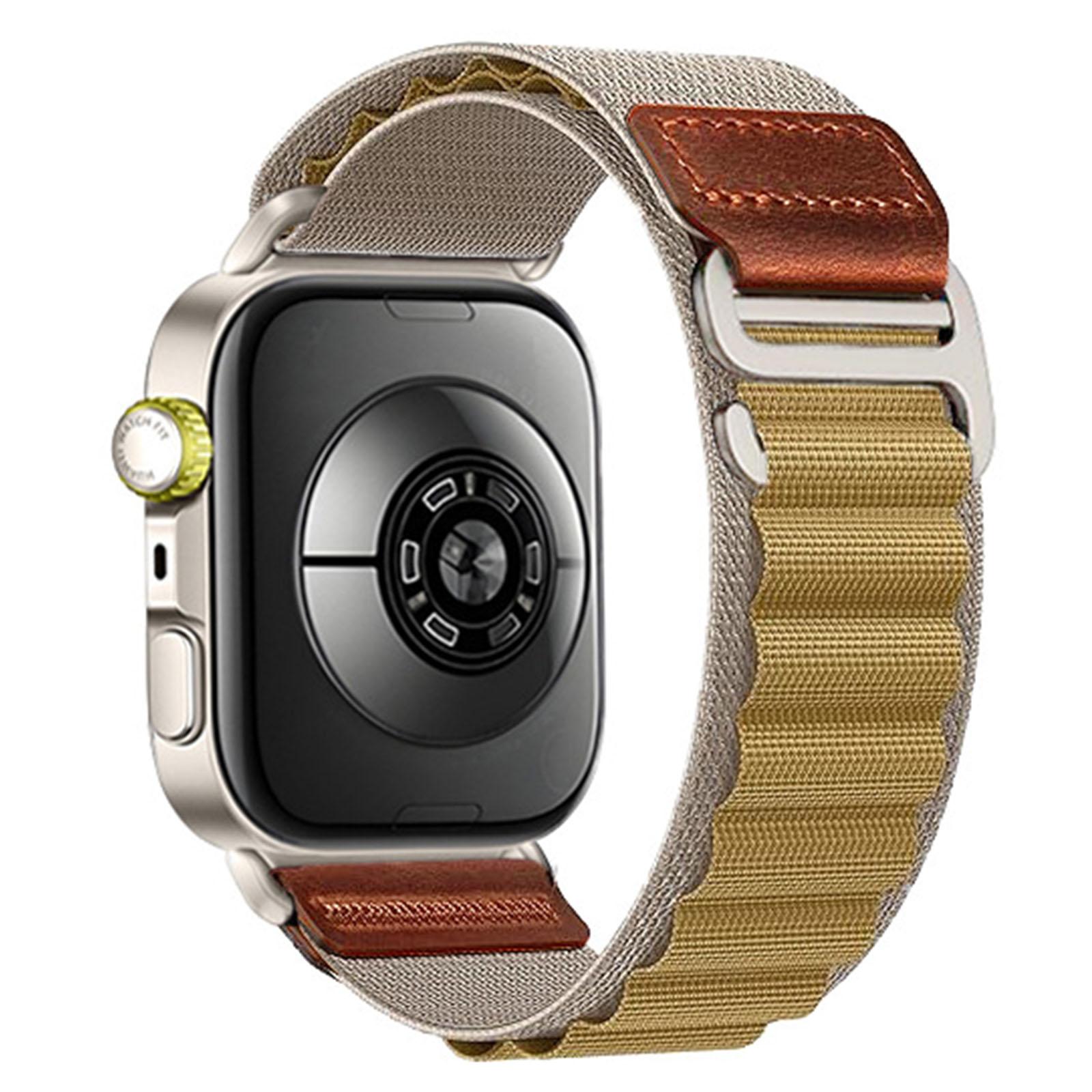 For Huawei Watch Fit 5 / Fit 5 Pro / Fit 4 Retro Vegan Leather Label Silver Hook Alpine Nylon Loop Watch Band(Wheat) - Shopkiz.com