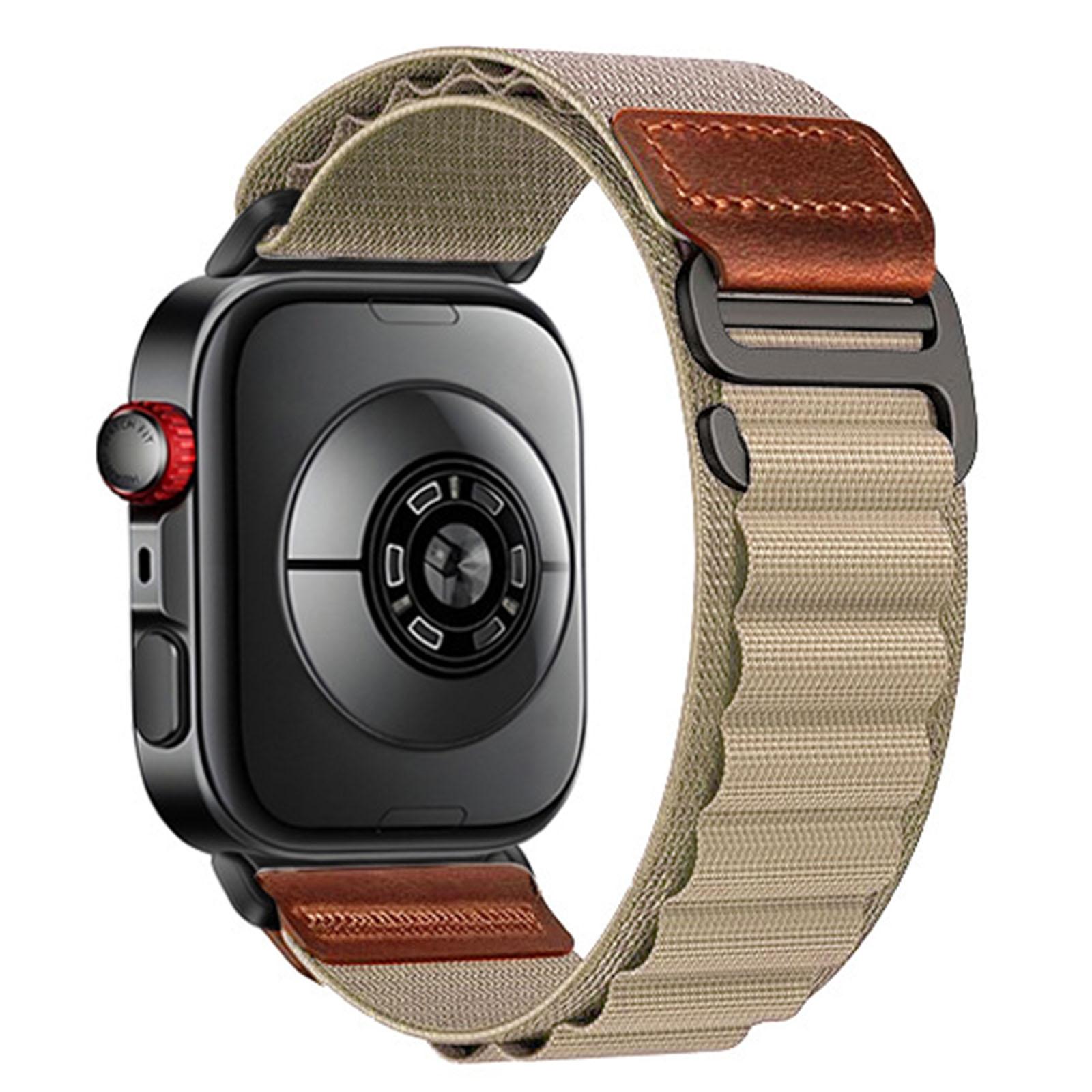 For Huawei Watch Fit 5 / Fit 5 Pro / Fit 4 Retro Vegan Leather Label Black Hook Alpine Nylon Loop Watch Band(Olive) - Shopkiz.com