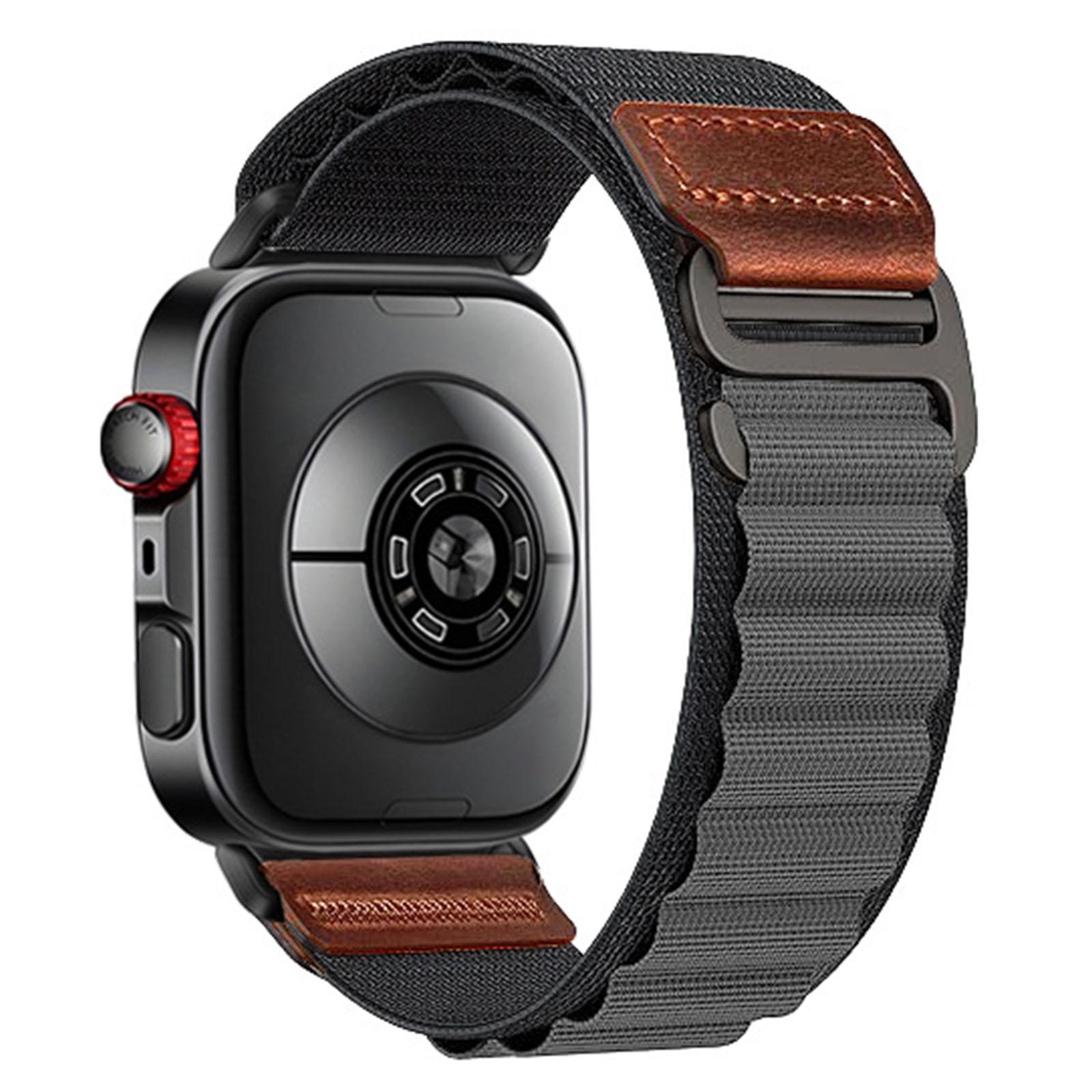 For Huawei Watch Fit 5 / Fit 5 Pro / Fit 4 Retro Vegan Leather Label Black Hook Alpine Nylon Loop Watch Band(Dark Gray) - Shopkiz.com