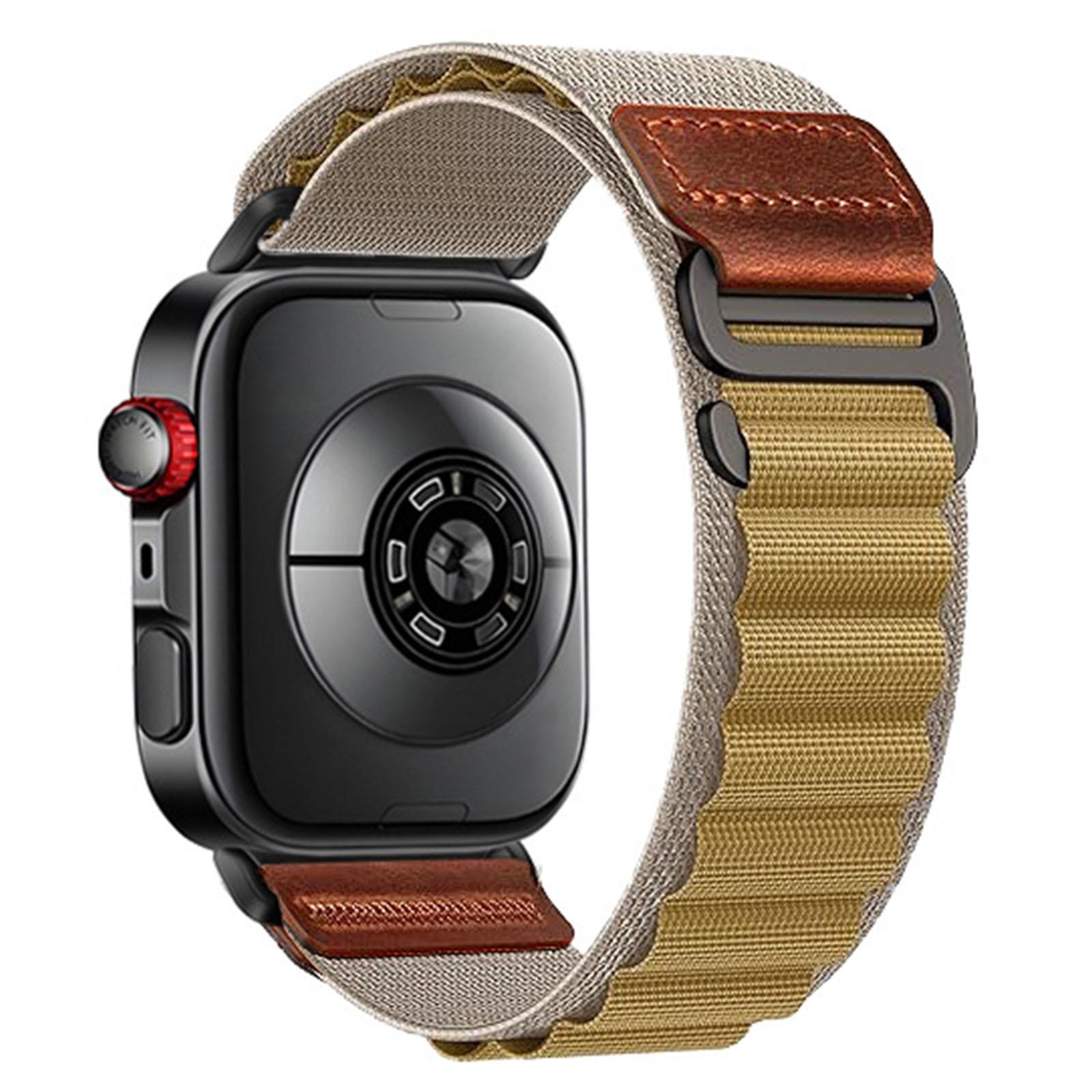 For Huawei Watch Fit 5 / Fit 5 Pro / Fit 4 Retro Vegan Leather Label Black Hook Alpine Nylon Loop Watch Band(Wheat) - Shopkiz.com