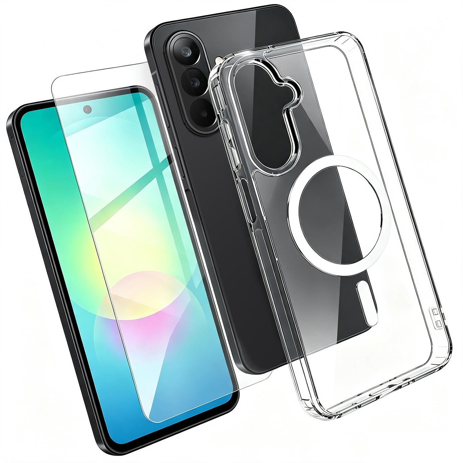 2 in 1 Set TPU + PC Clear Magnetic Phone Case with High Alumina Tempered Film For Galaxy A27 5G - Shopkiz.com